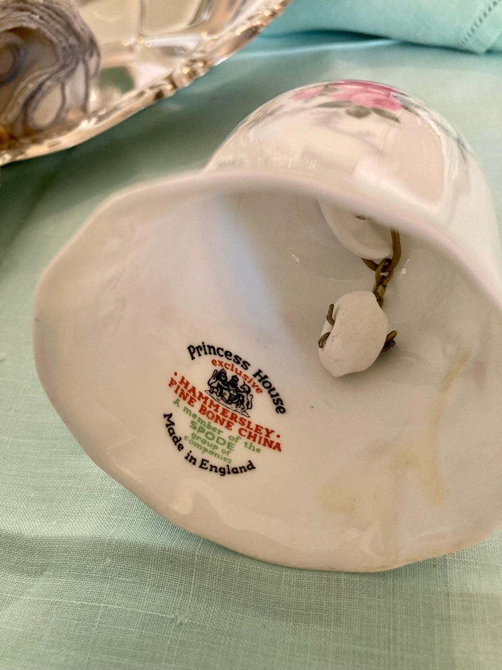 Vintage Fine Bone China Bell - Hammersley "Princess House" - Pink Roses