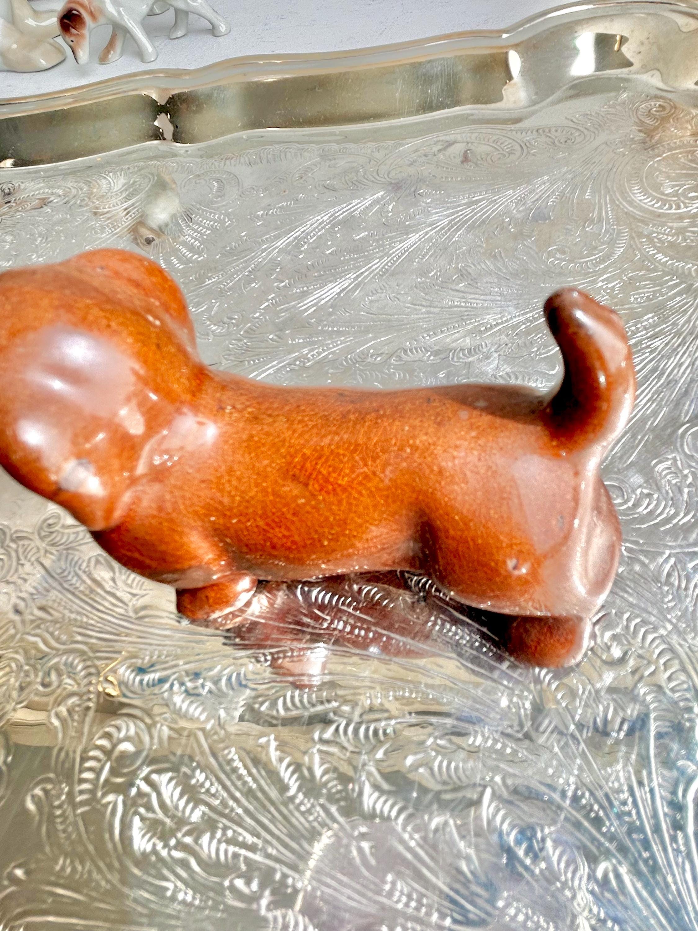 Vintage Hand Painted Ceramic Dachshund Figurine - 4 inch