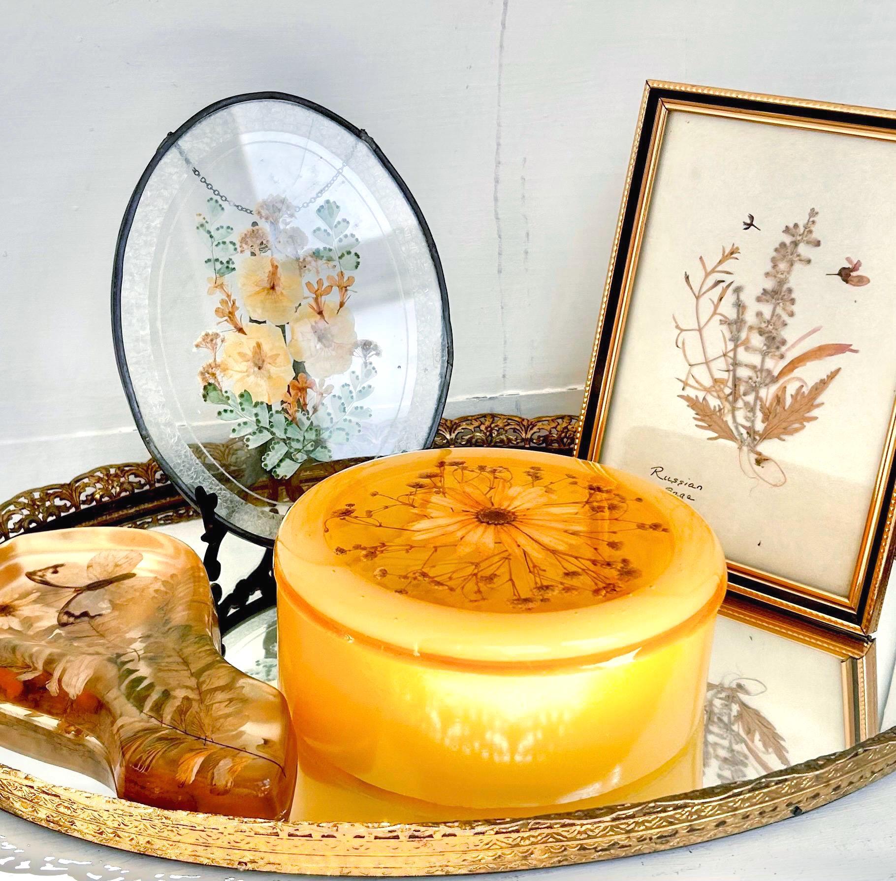 Vintage Pressed Flower Decor - Choose from Framed Art, Resin Containers