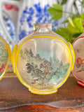 Vintage Chinese reverse Painted Carved Glass Snuff Bottles, 2-3 inch, Sold Individually