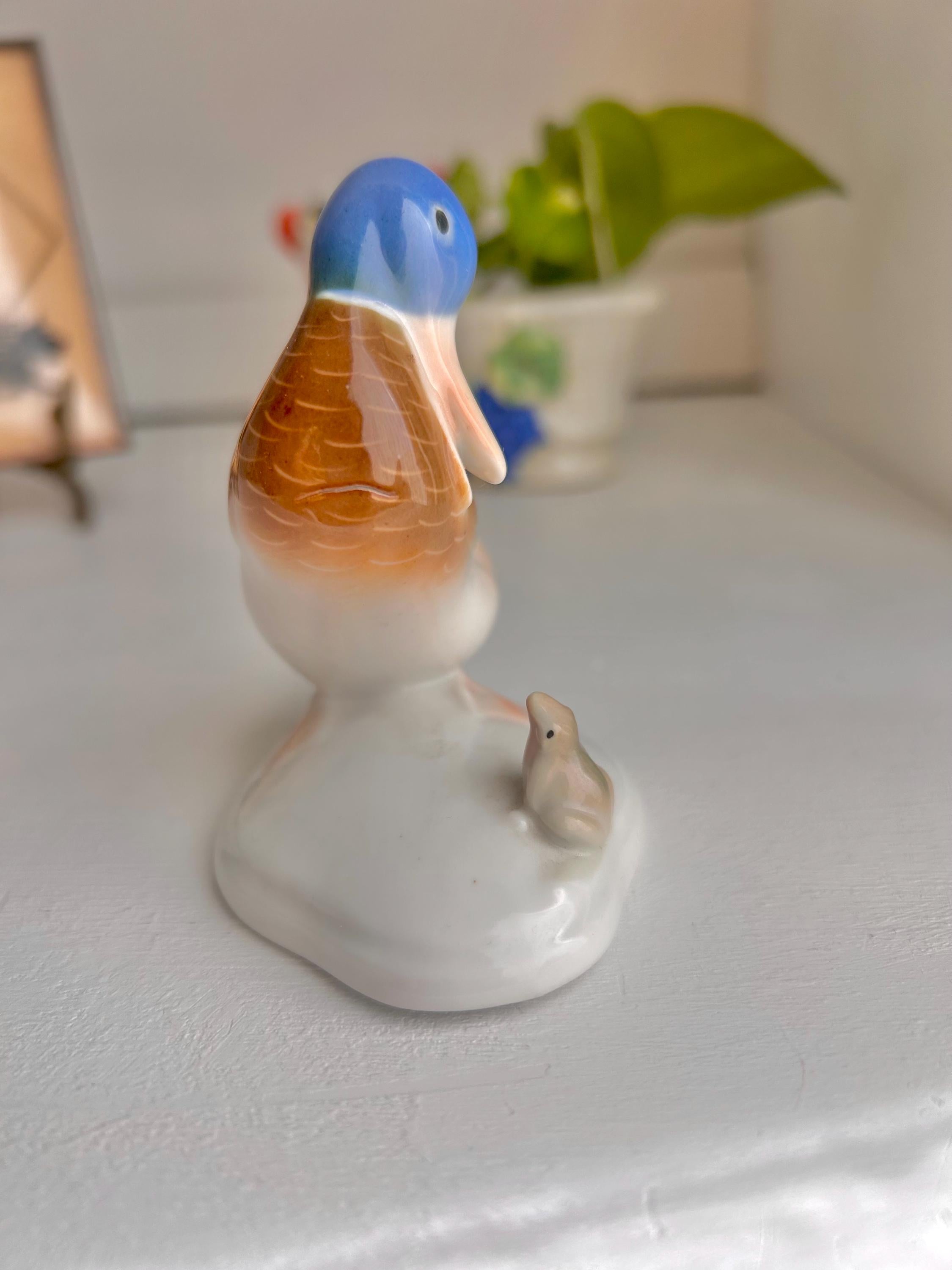 Metzler & Ortloff Vintage Duck and Frog Ceramic Figurine