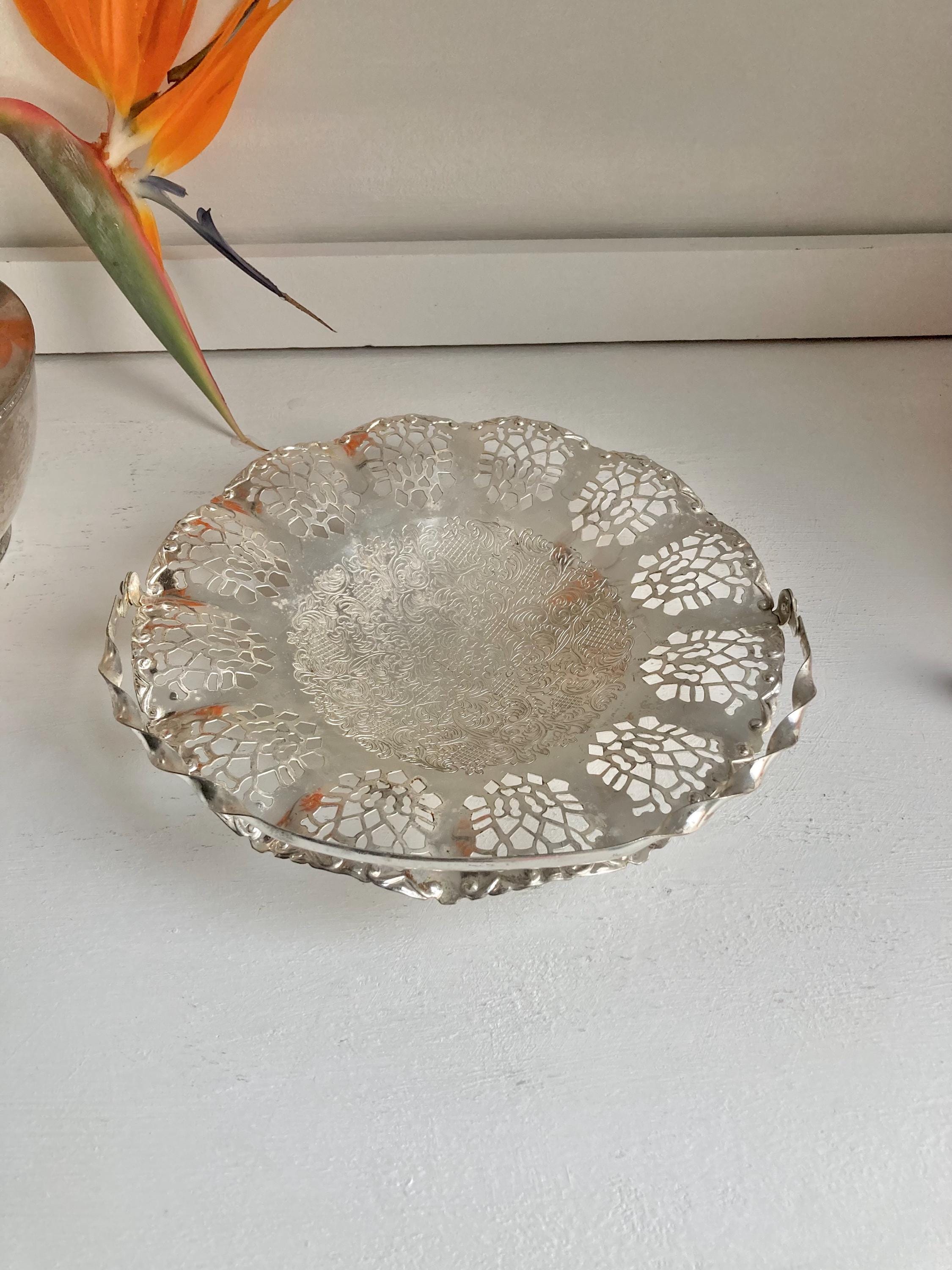 Vintage Silver-Plated Candy Dish: EPNS Ornate Serving Tray, Made in England