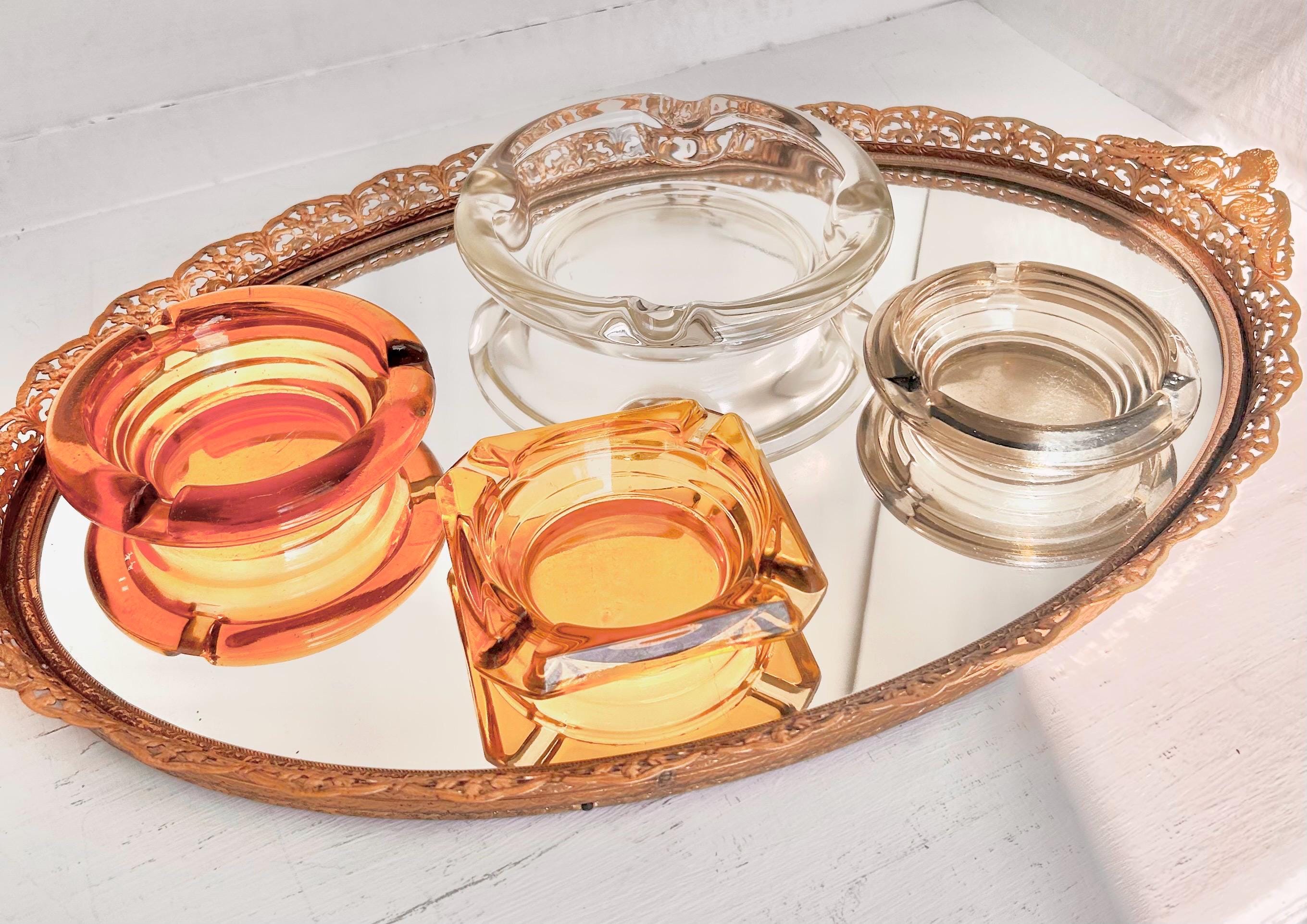 Vintage Glass Ashtrays - Choose from Amber, Clear, Smoke Glass - Collectible Mid Century Tobacciana
