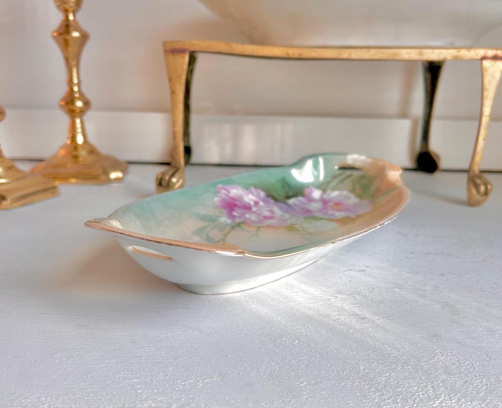 Vintage R.S. Germany Porcelain Serving Bowl: Hand-Painted Pink Roses