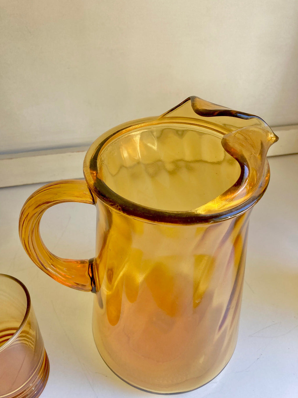 Vintage Amber Glass Barware - Pitchers and Tumblers: Choose from 3