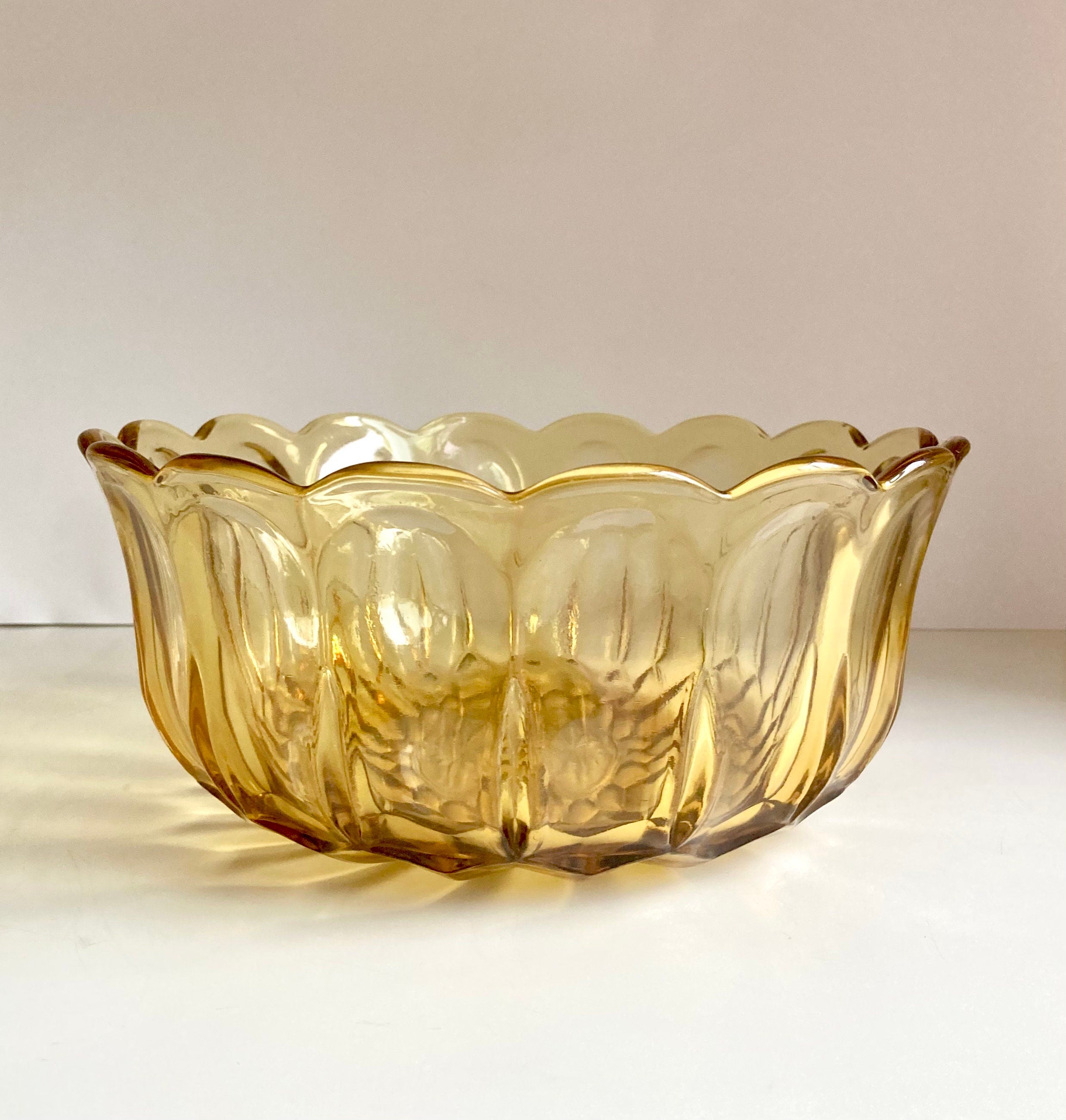 Vintage Anchor Hocking Amber Glass Bowl: 1970s Fairfield Design