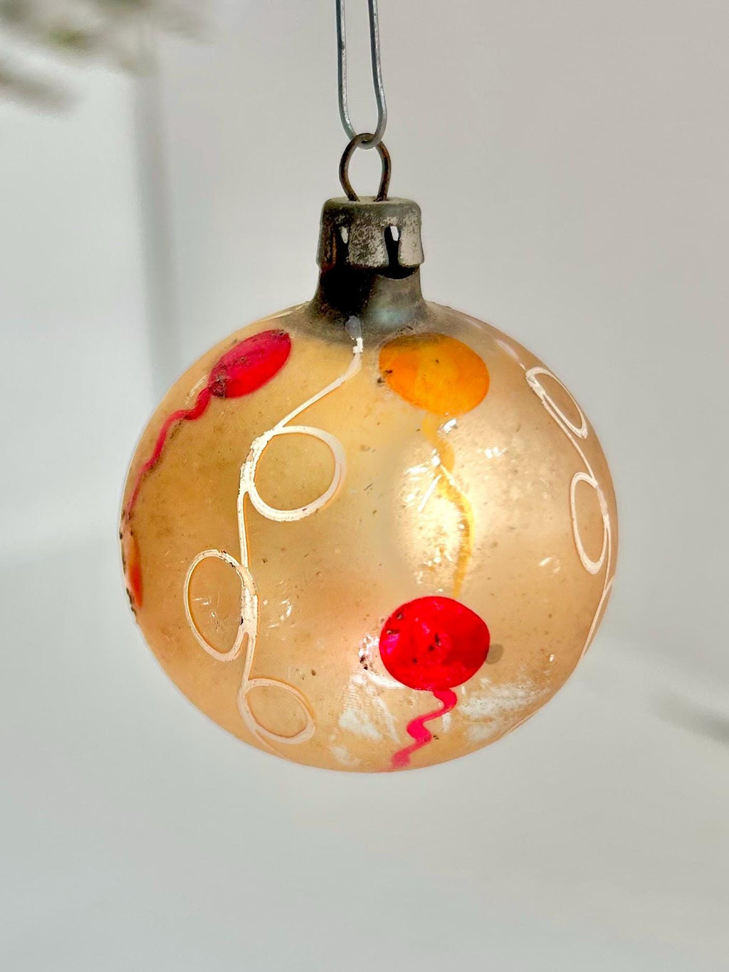 Vintage Hand-Painted Glass Christmas Ornament: European Xmas Tree Bulb