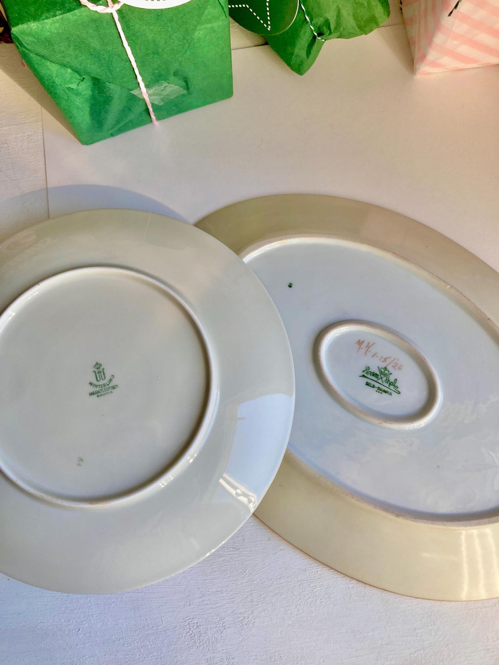 Vintage Rosenthal Bavarian China Platter: Gold Rose Garland Trim