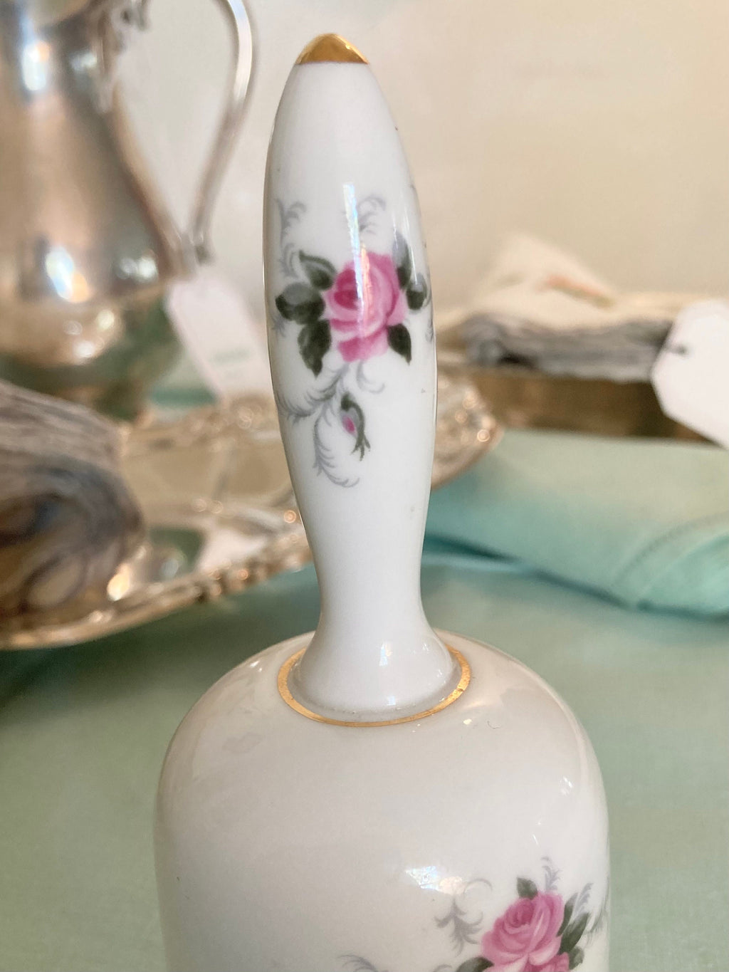 Vintage Fine Bone China Bell - Hammersley "Princess House" - Pink Roses