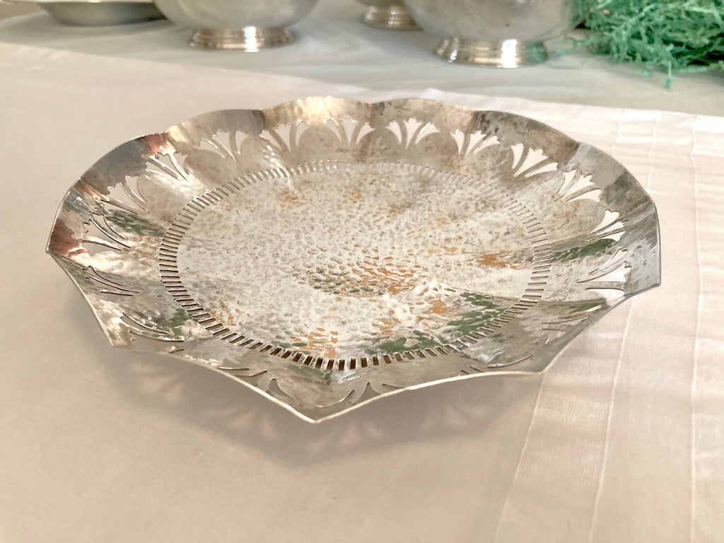 Vintage Hammered Silverplate - 7” Candy Dish, Bernard Rice’s Sons Inc.