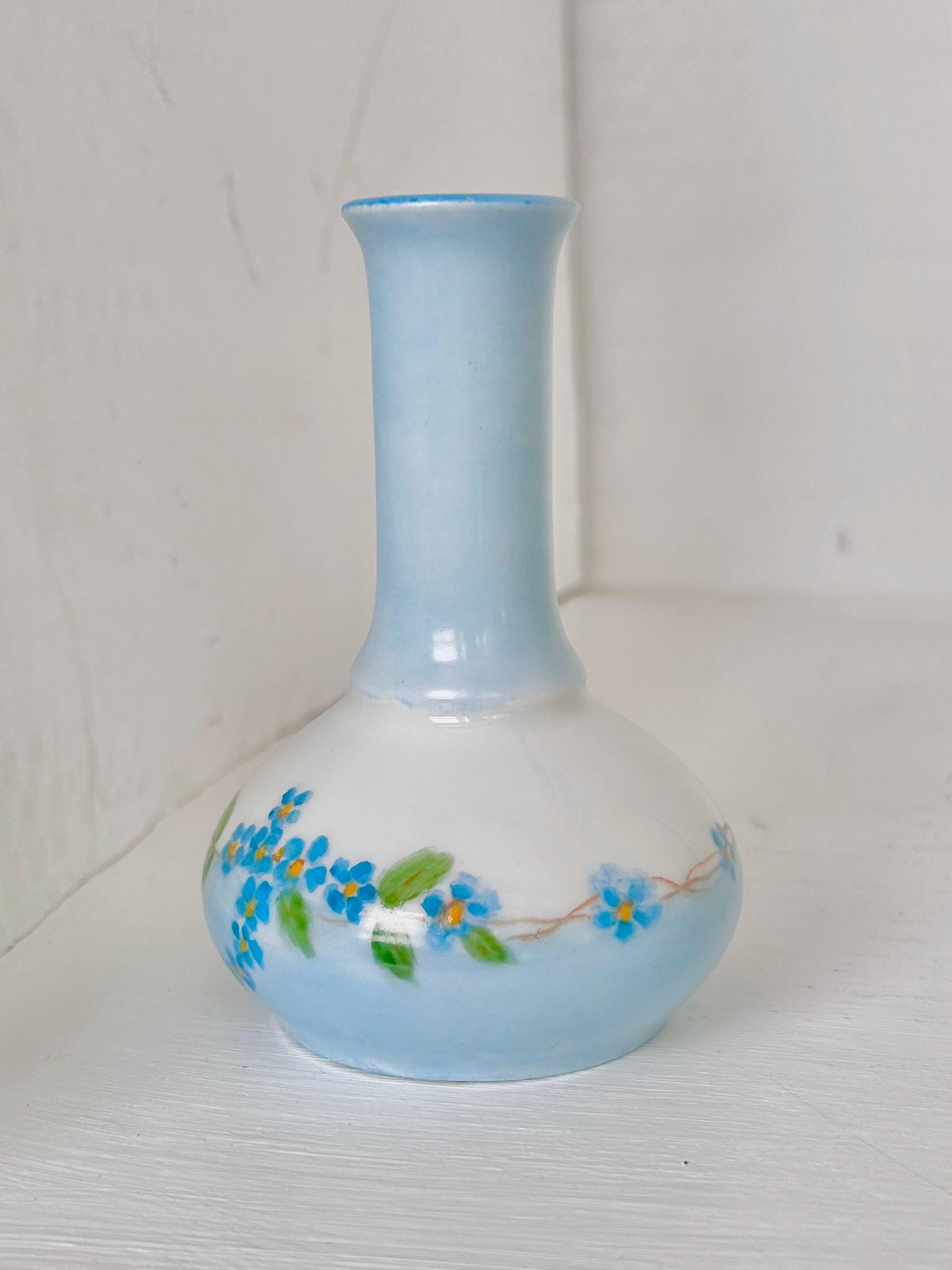 Antique Bud Vase with Handpainted Blue Forget-me-nots by Oscar & Edgar Gutherz, Austria