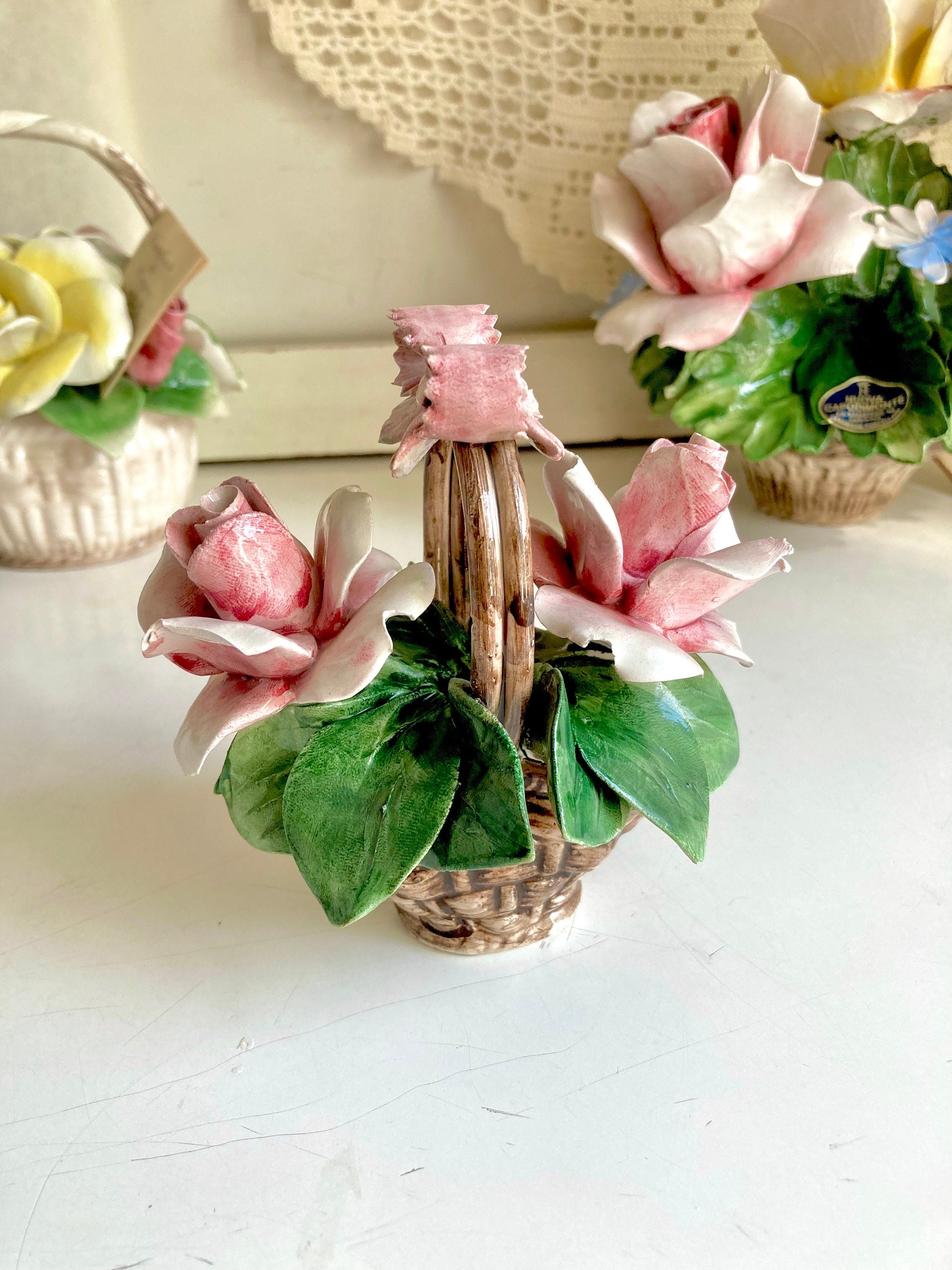 Vintage Italian Nuova Capodimonte Porcelain Hand-made Rose Bouquets: CHOOSE from Four