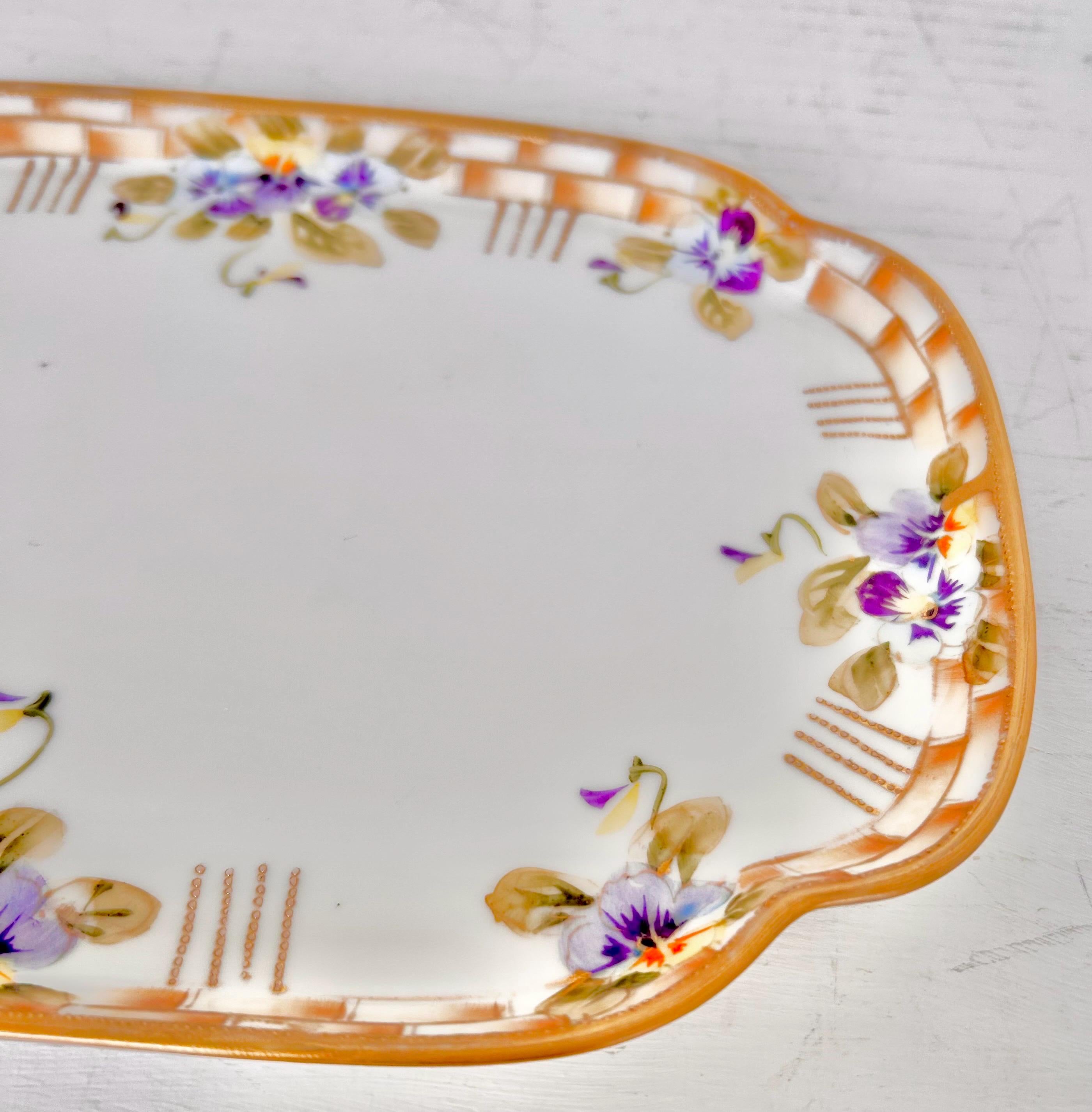 Vintage Noritake Porcelain Small Tray with Handpainted Violets