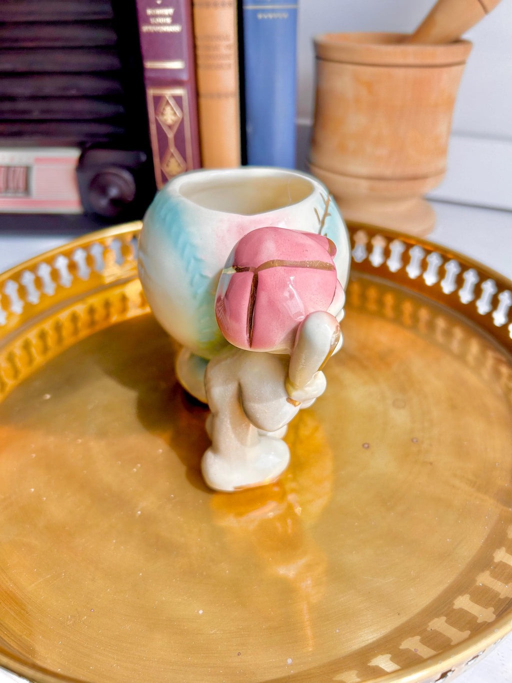Mid-Century Ceramic Baseball Player Planter Vase