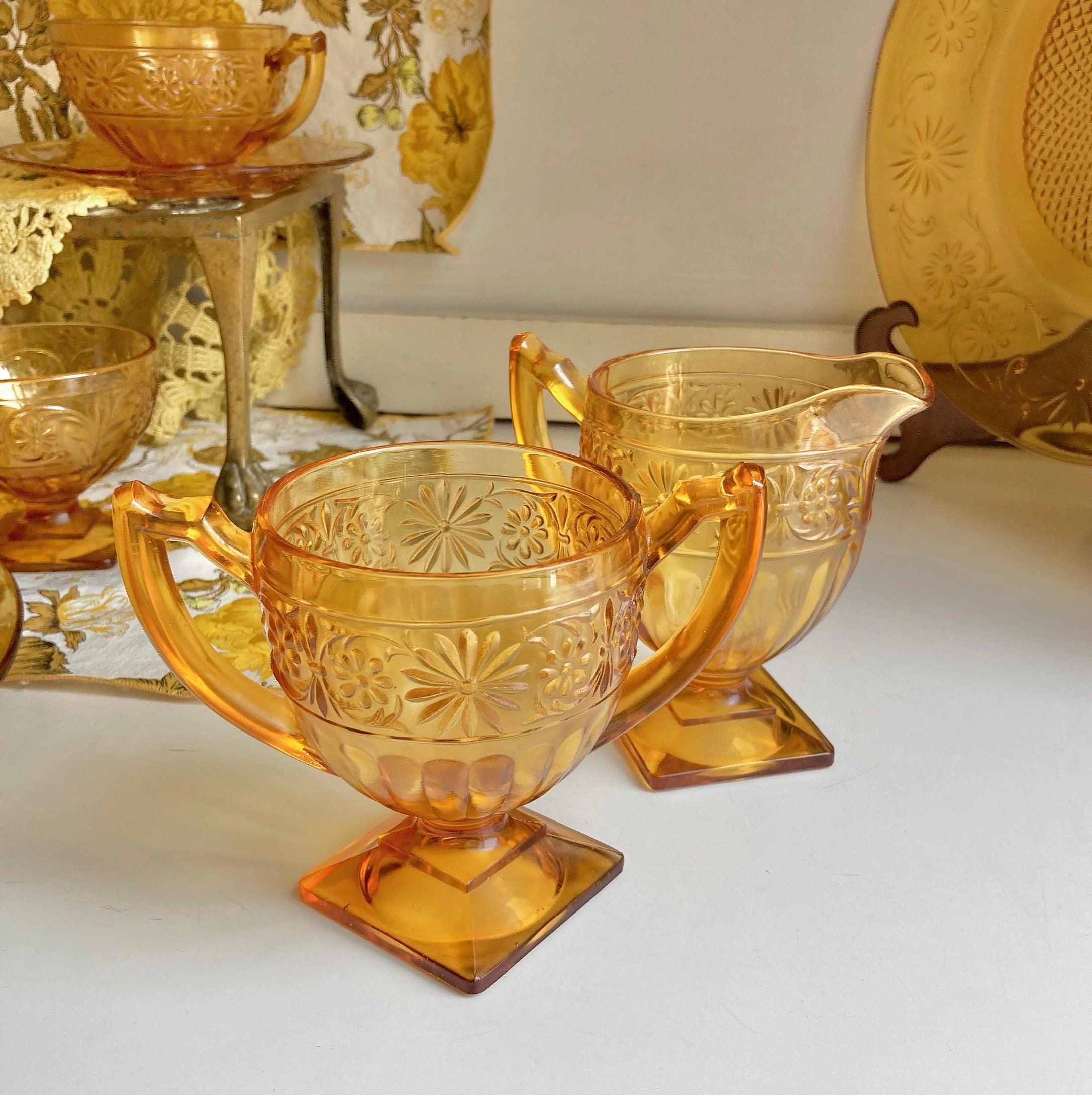 Vintage Indiana Glass Co. Daisy Amber Dishes - Choose from various options