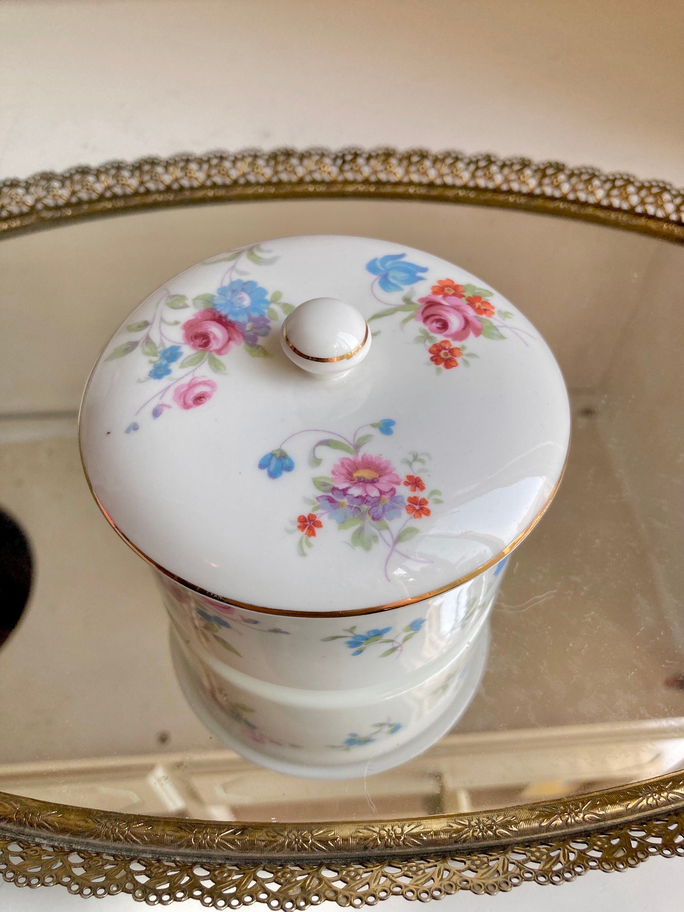 Vintage Hammersley & Co Bone China Floral Lidded Canister - made in England