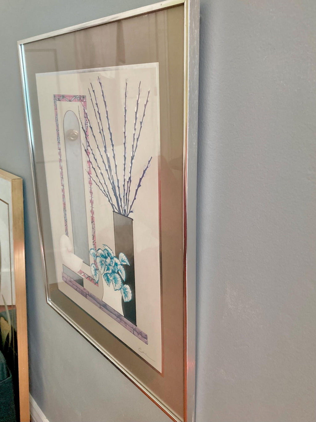 Vintage 1980s Framed Art: Deco Revival Still Life Print