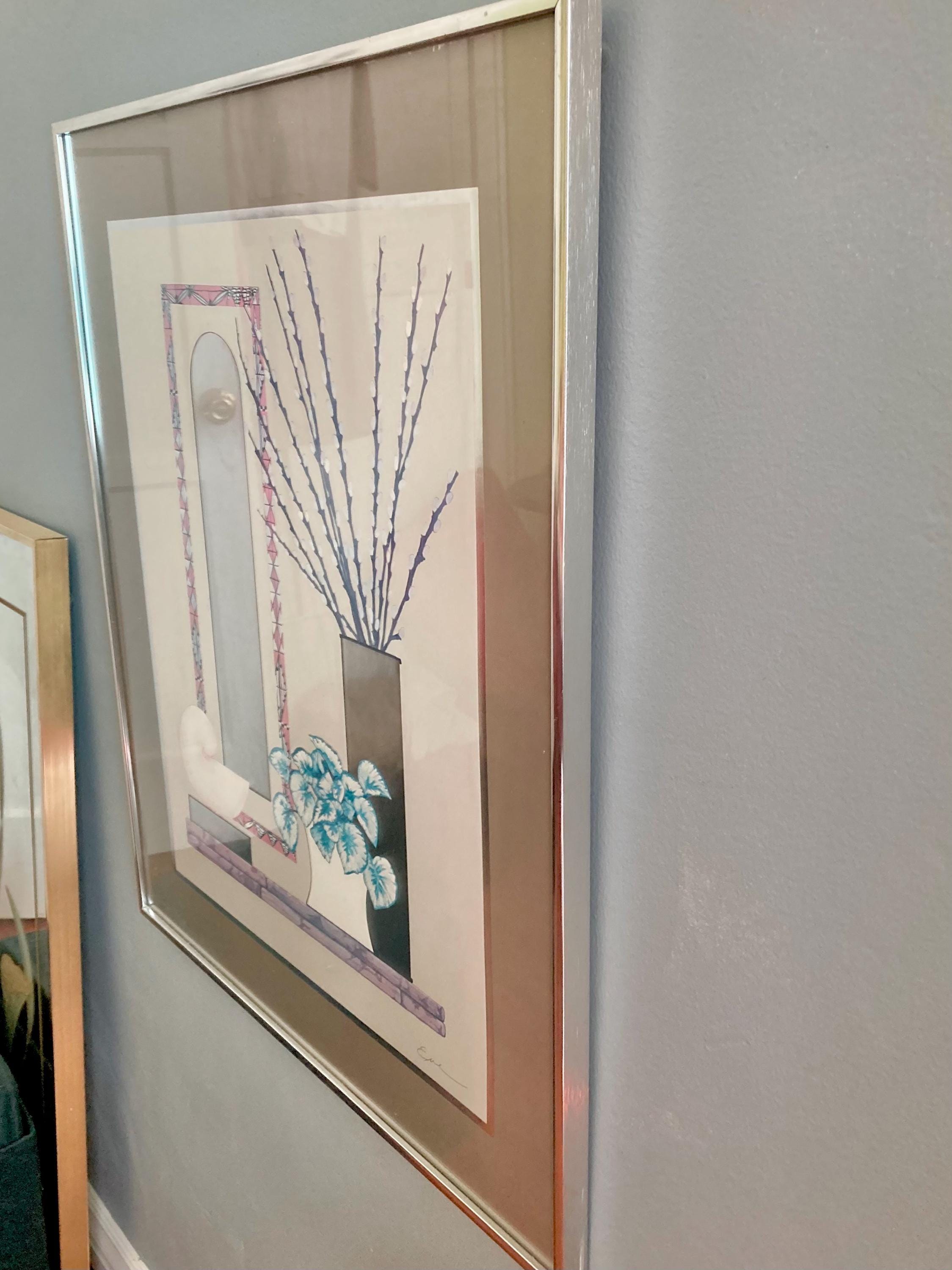 Vintage 1980s Framed Art: Deco Revival Still Life Print