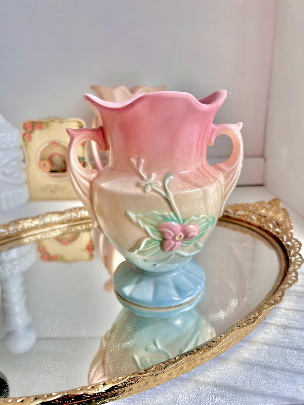 Vintage Hull Art Pottery Vase: Floral Urn with Handles