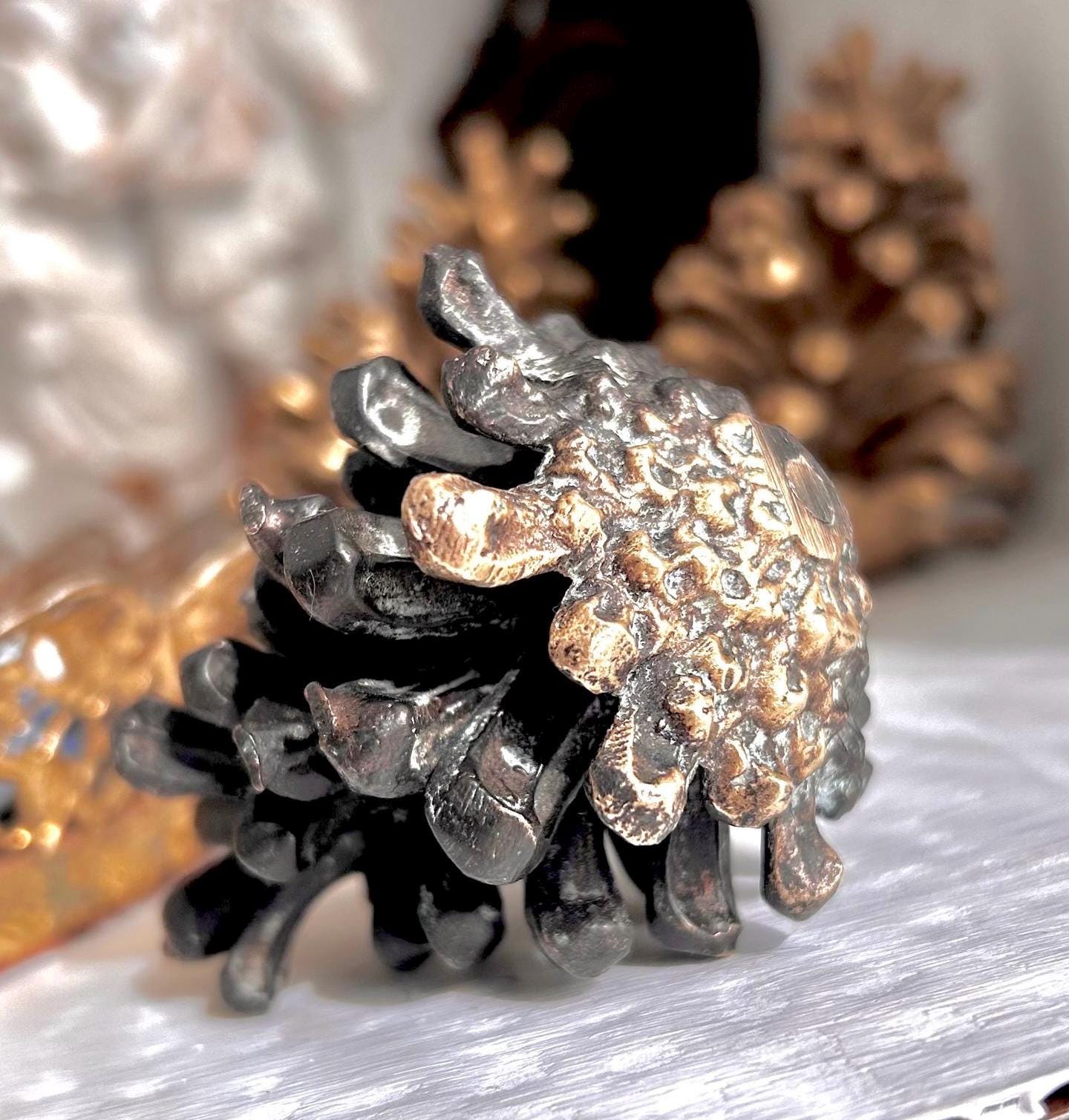 Vintage Solid Cast Brass Pinecones