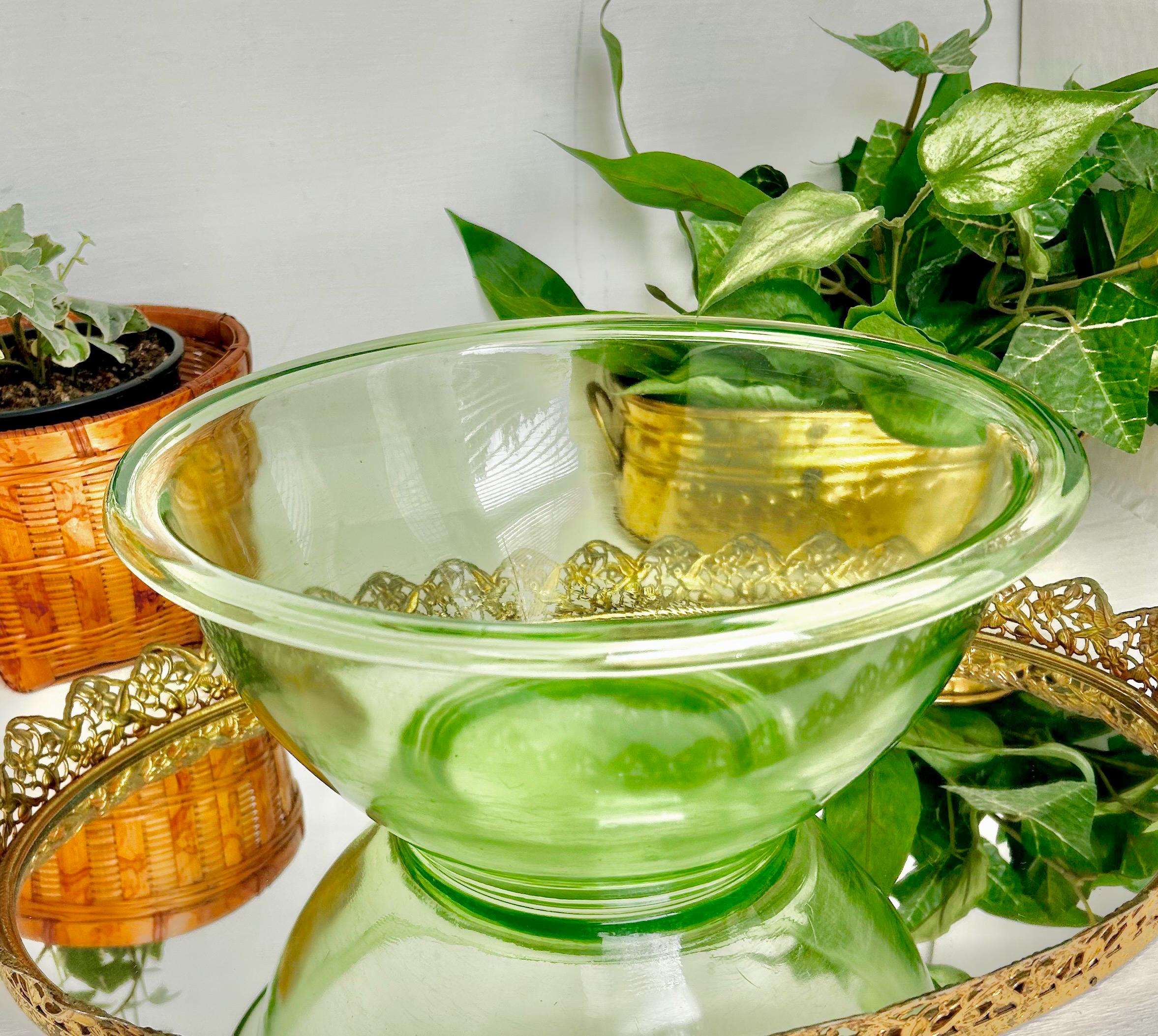 Vintage Uranium Glass Mixing / Serving Bowl by Hemingray Glass Co