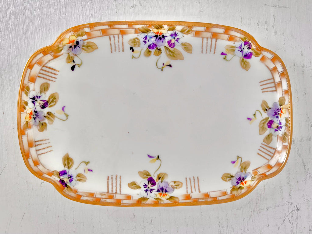 Vintage Noritake Porcelain Small Tray with Handpainted Violets
