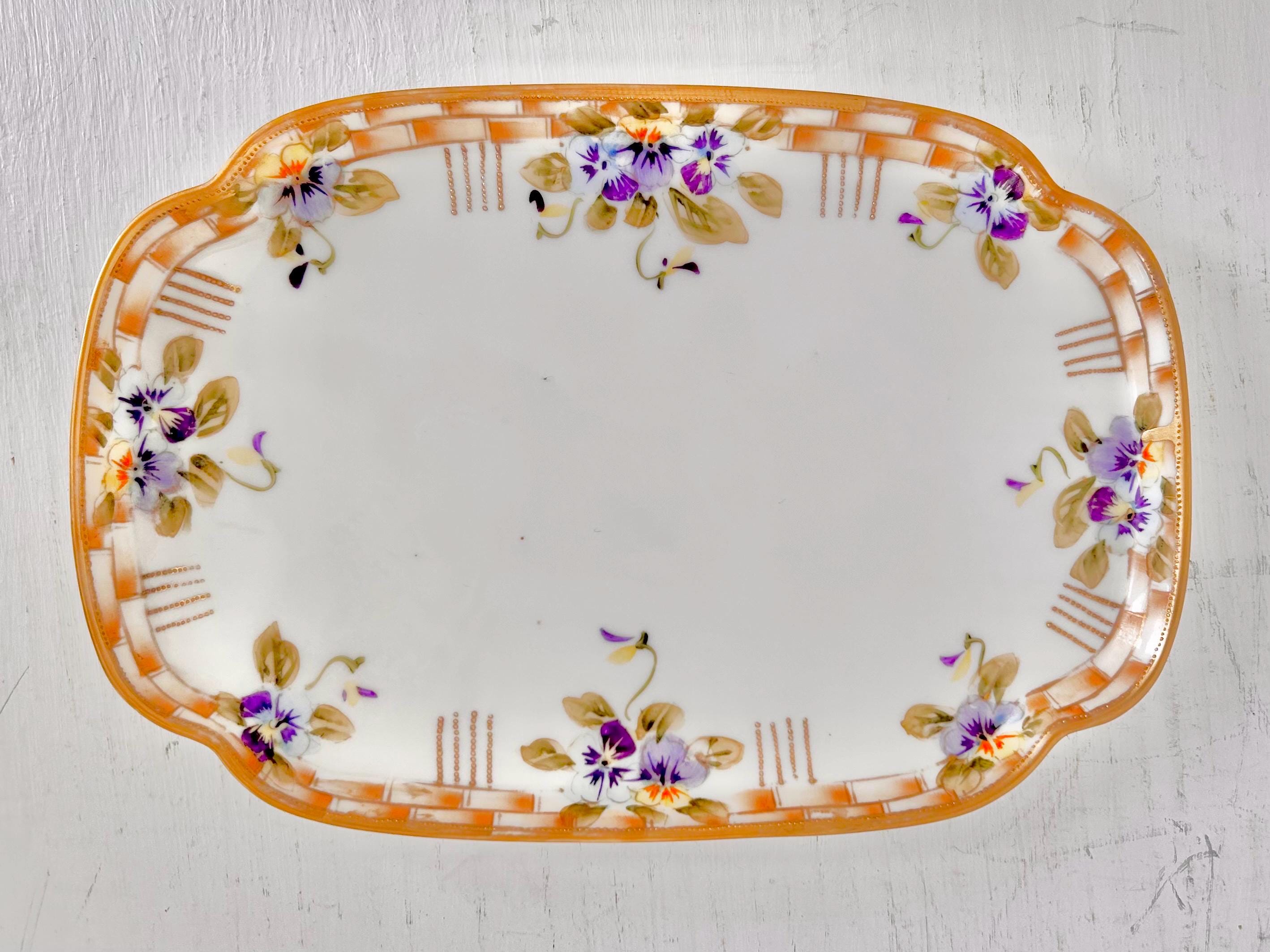 Vintage Noritake Porcelain Small Tray with Handpainted Violets
