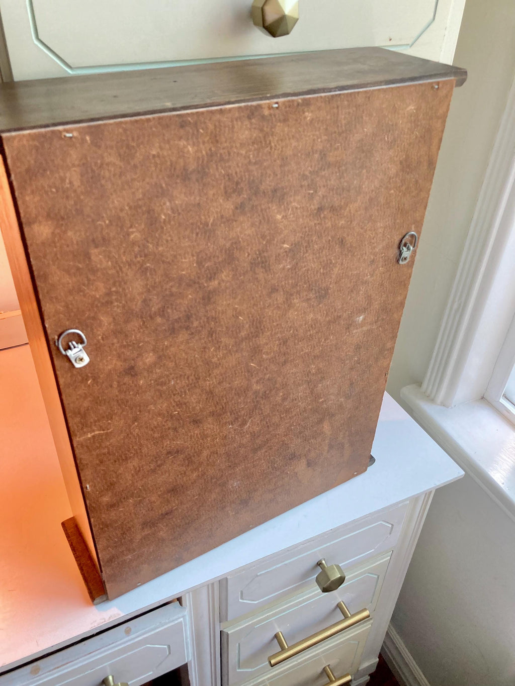 Vintage Stained Glass Spice Cabinet: Montgomery Ward Americana Pantry