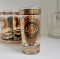 Vintage Culver Highball Glass: Gold & Black Pineapple Design