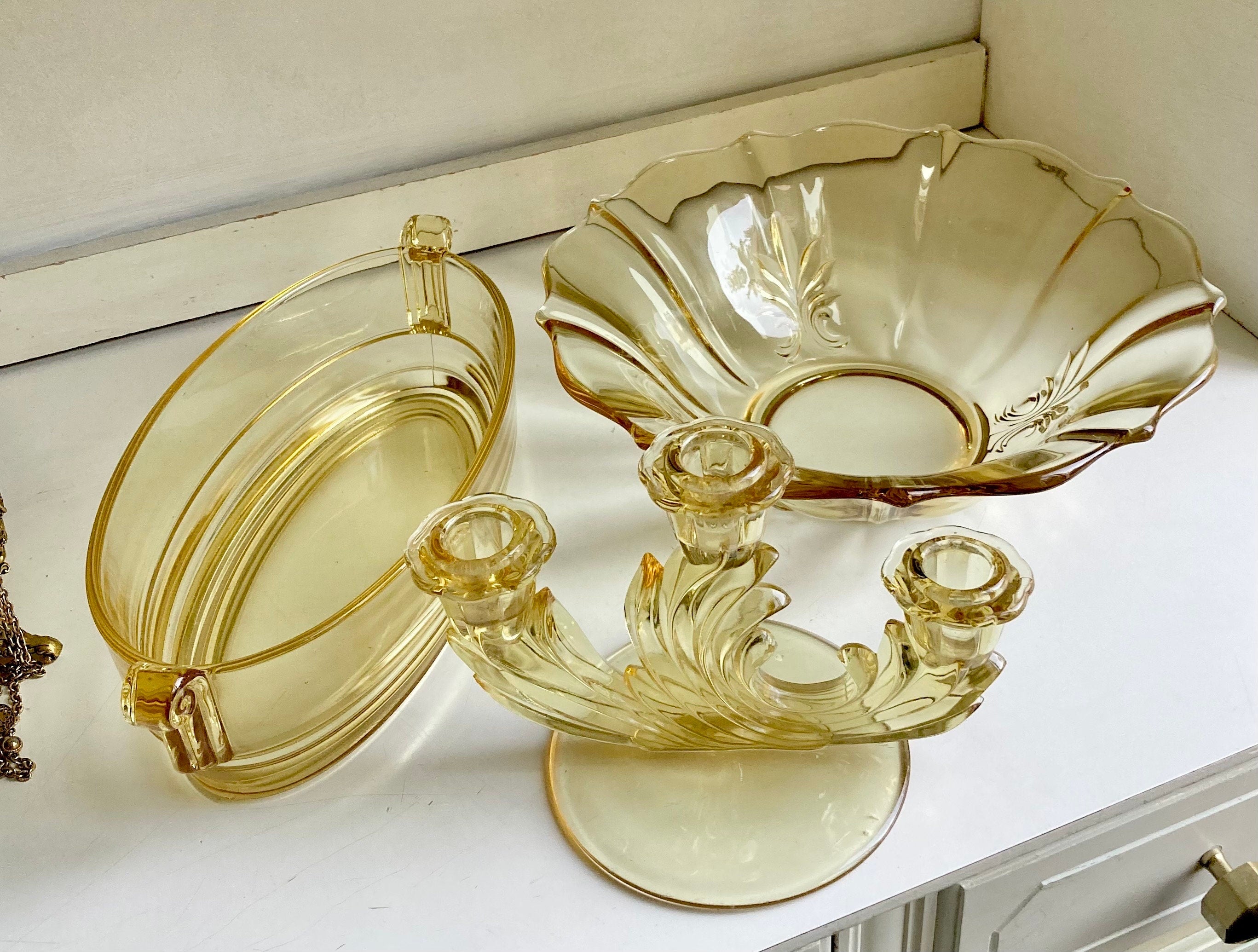 Vintage Yellow Topaz Depression Glass - Fostoria, Lancaster Landrum