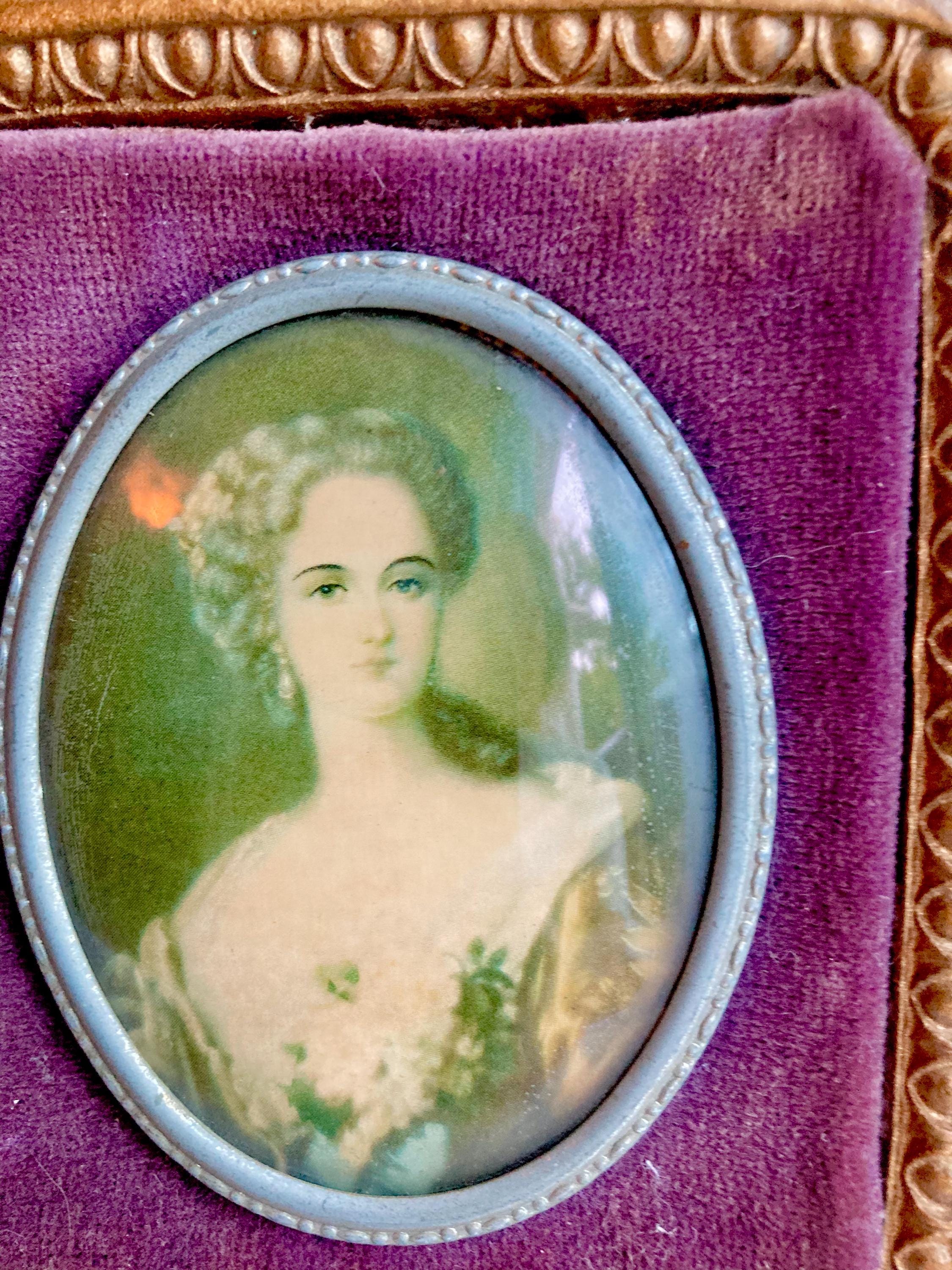 Vintage Framed Cameo Portrait: Gilt Floral Wood & Velvet Decor - Choose 1