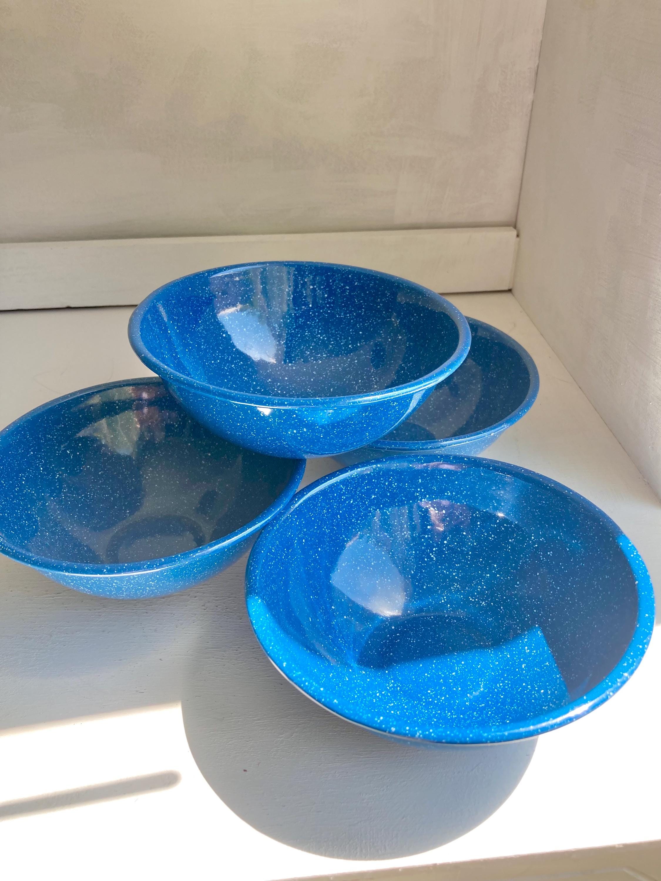 Vintage Enamelware White Speckled Blue Metal Dining for Outdoors and Camping: Choose from options