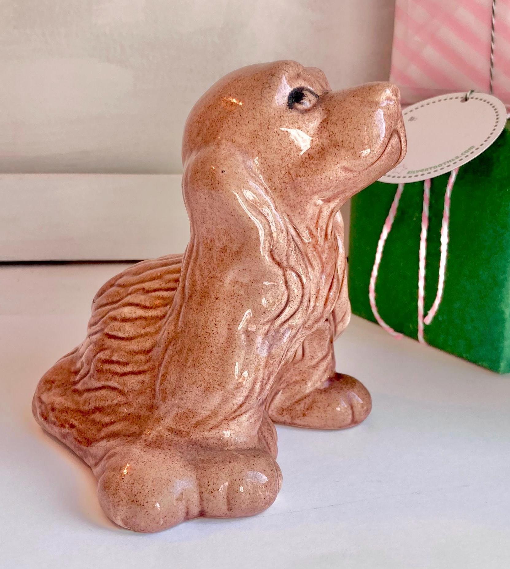 Vintage Spaniel Dog Figurine - Large Hand Painted Seated Ceramic Cocker Spaniel