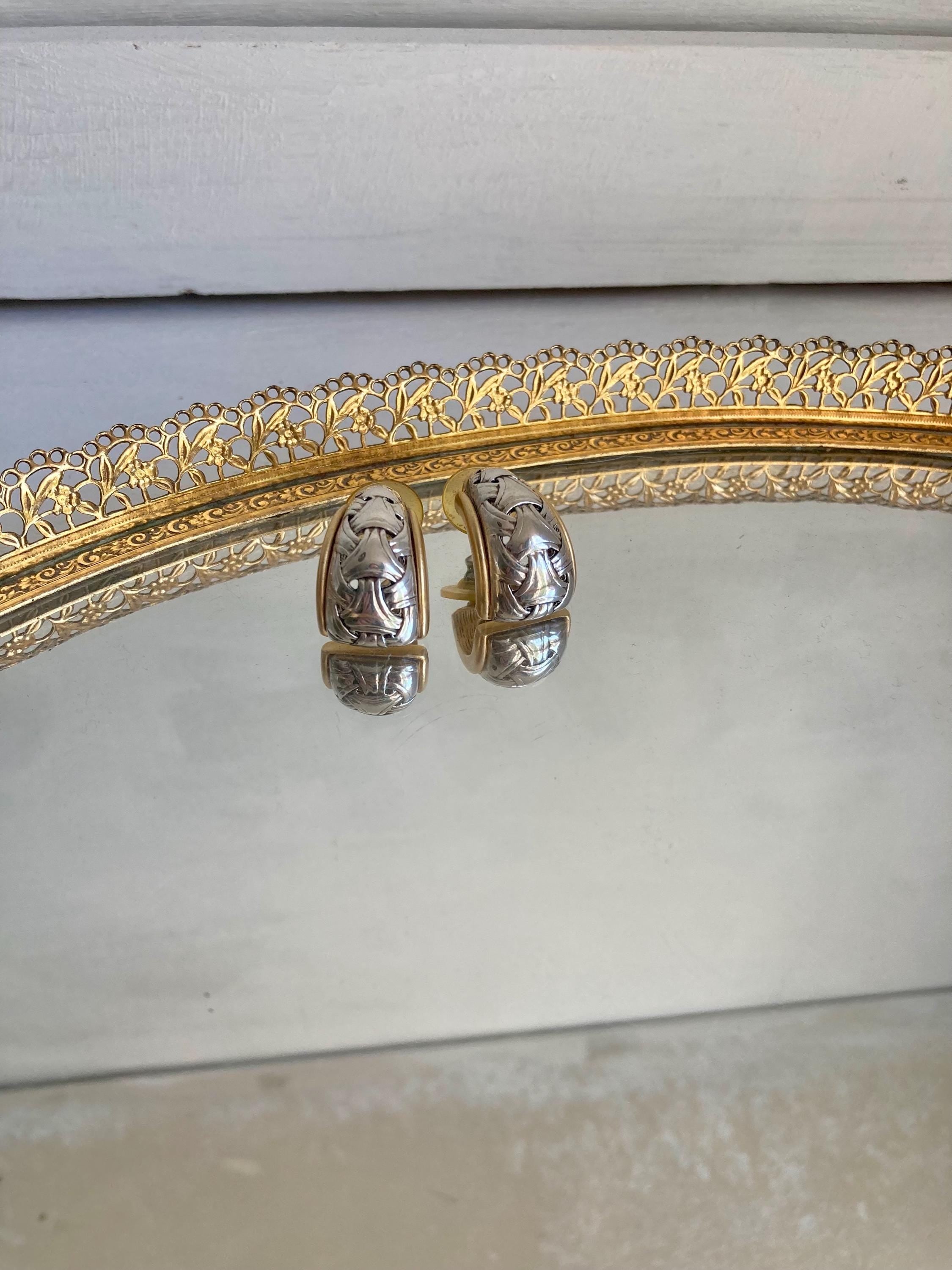 Vintage 1980s Two-Tone Half Hoop Earrings: Gold & Silver