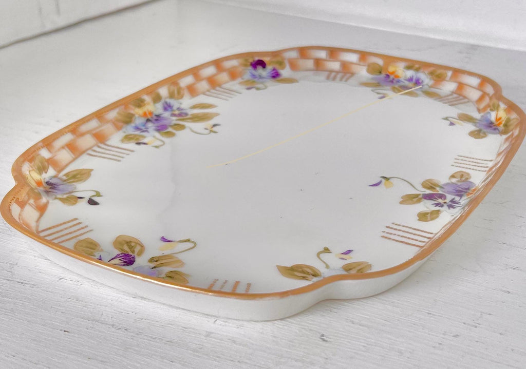 Vintage Noritake Porcelain Small Tray with Handpainted Violets