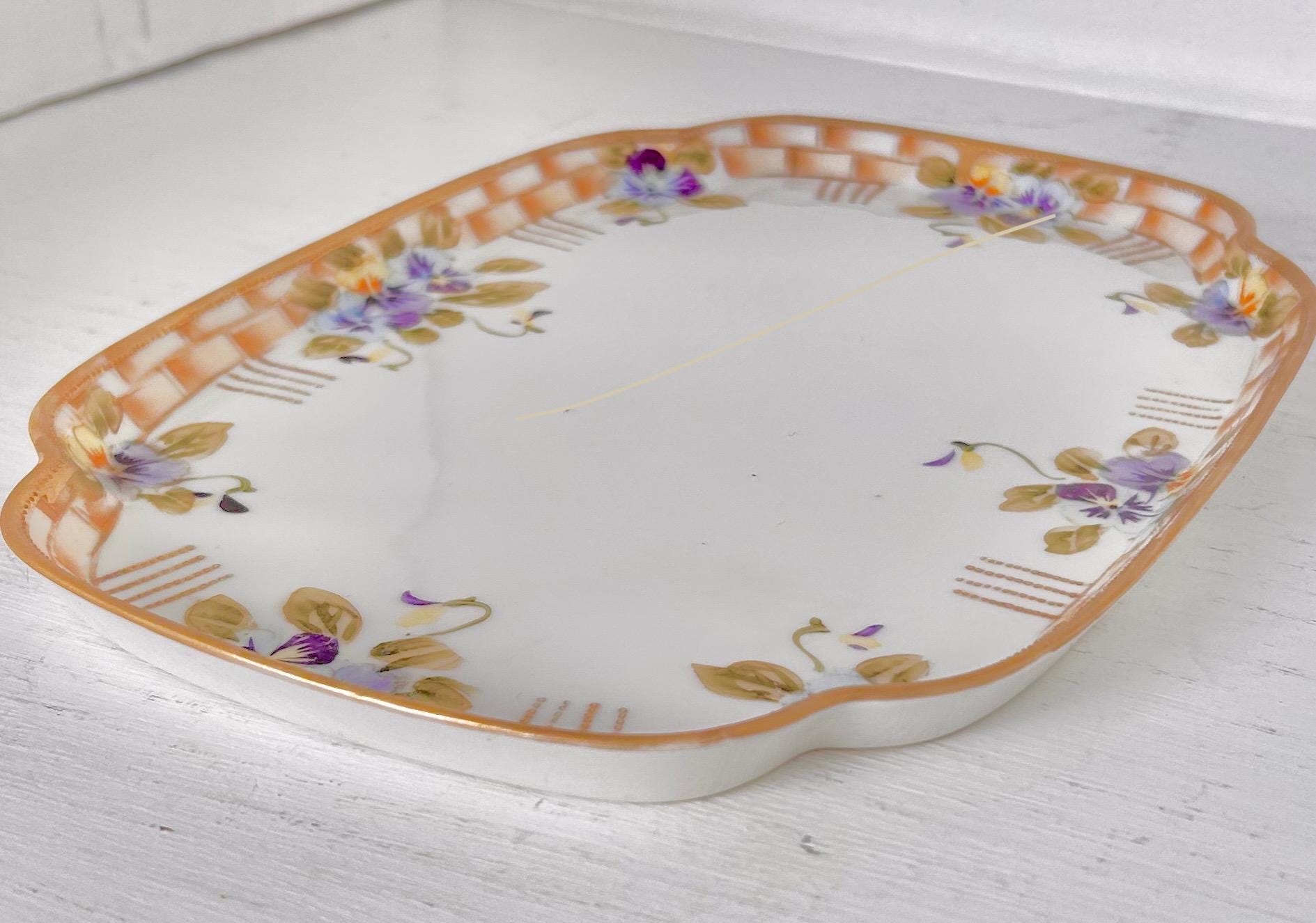 Vintage Noritake Porcelain Small Tray with Handpainted Violets
