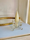 Vintage Jeanette Glass Three Eagles Candle Holder with Gold Trim