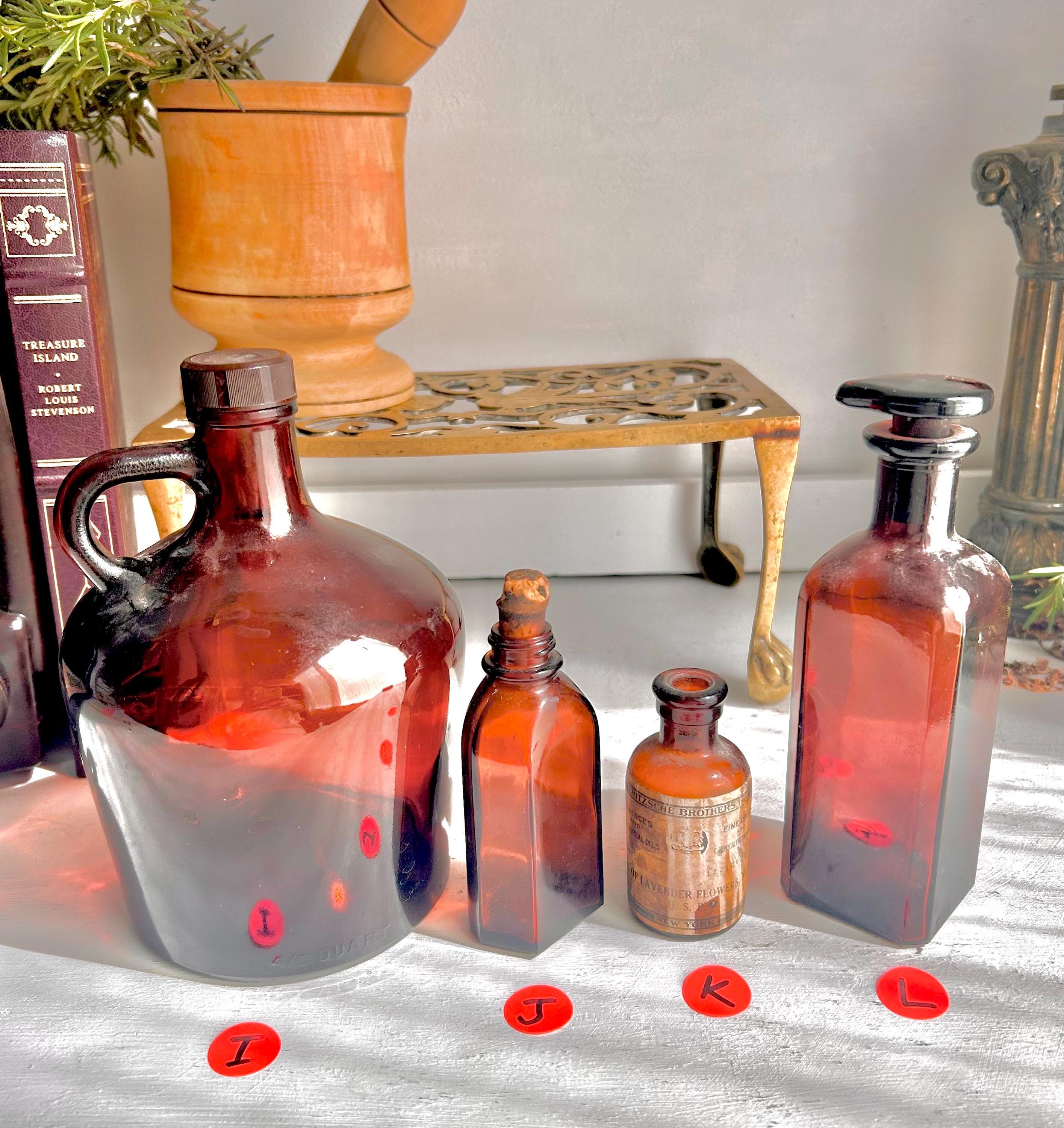 Vintage Amber Apothecary Bottle: Collectible Brown Glass, Choose Your Bottle