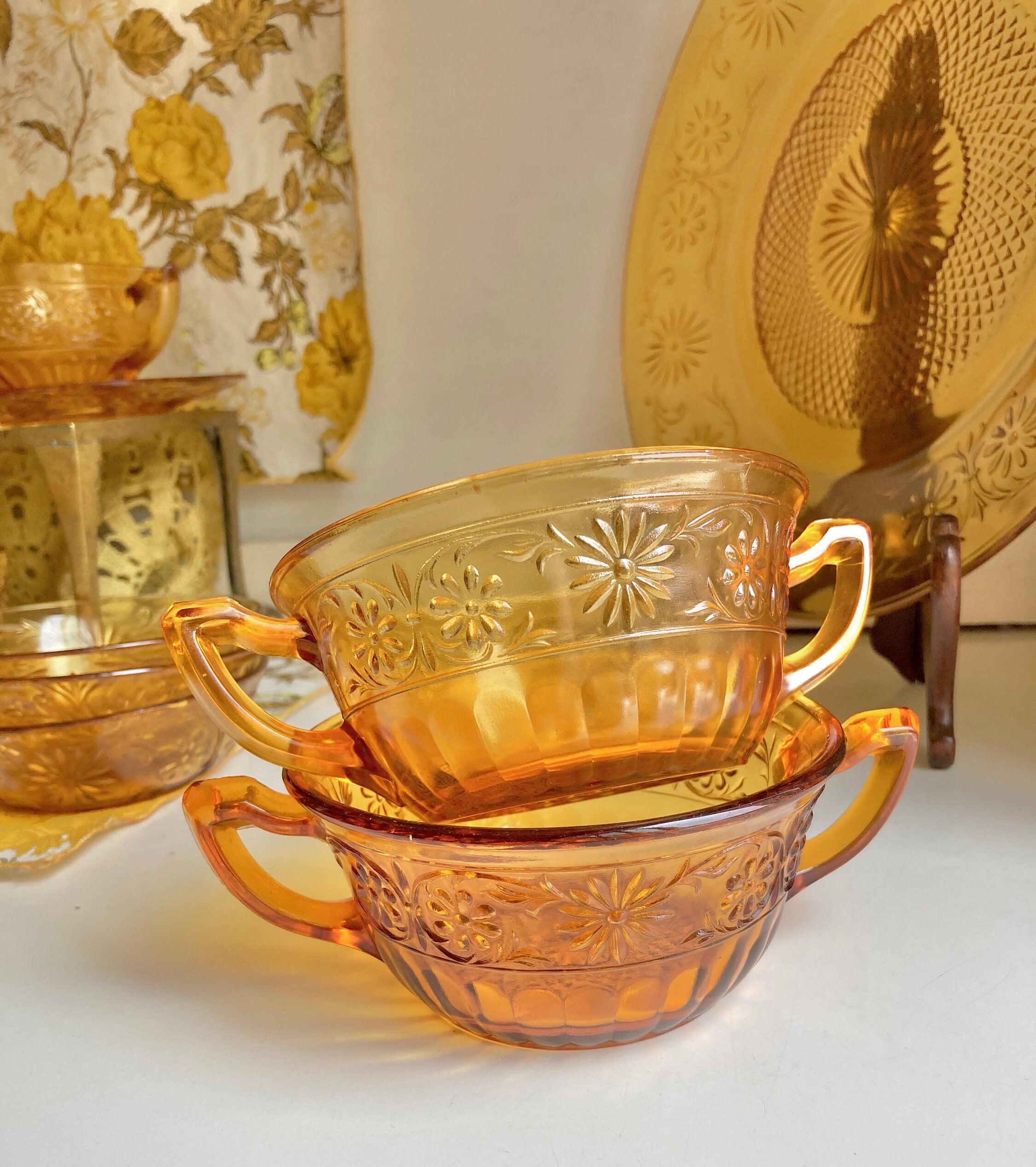 Vintage Indiana Glass Co. Daisy Amber Dishes - Choose from various options