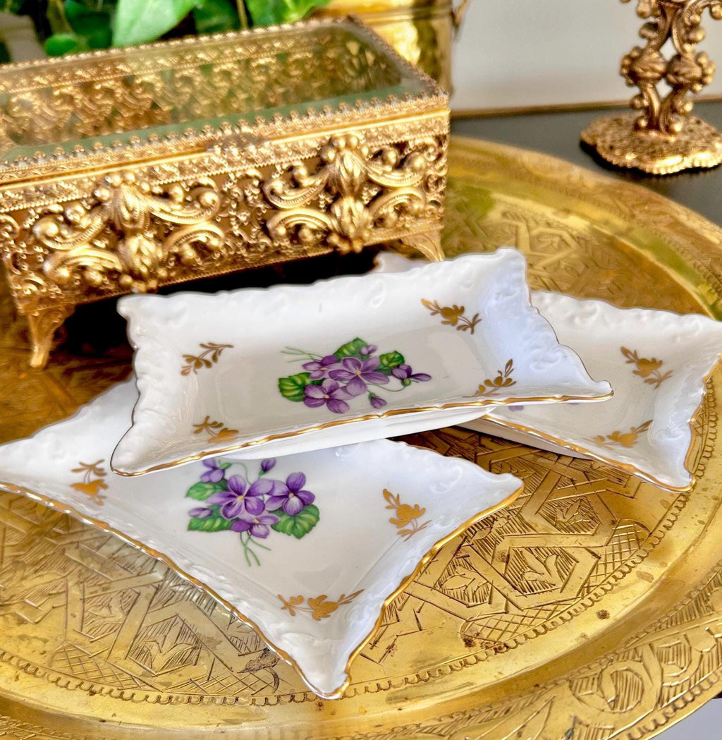 Royal Crown Bone China Woodland Violets Trinket Dishes