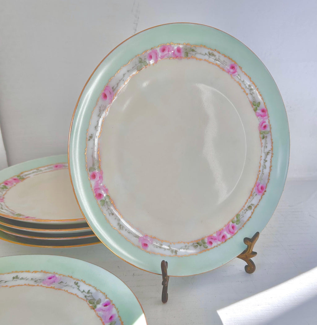 Antique Hand Painted Porcelain Plates Set of 6 Moritz Zdekauer Austria