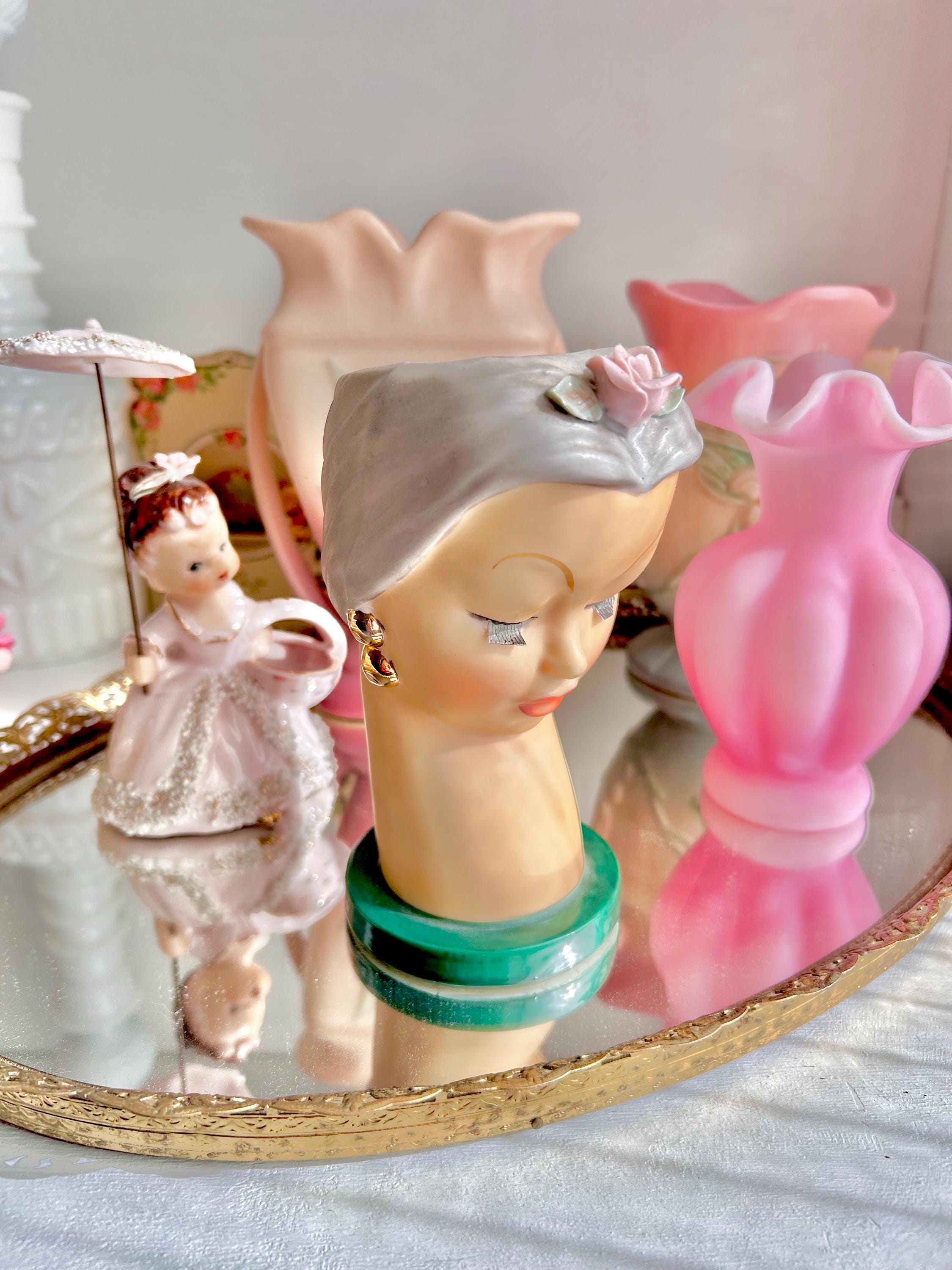 Vintage Ucagco Head Vase: Handpainted Ceramic Lady with Turban