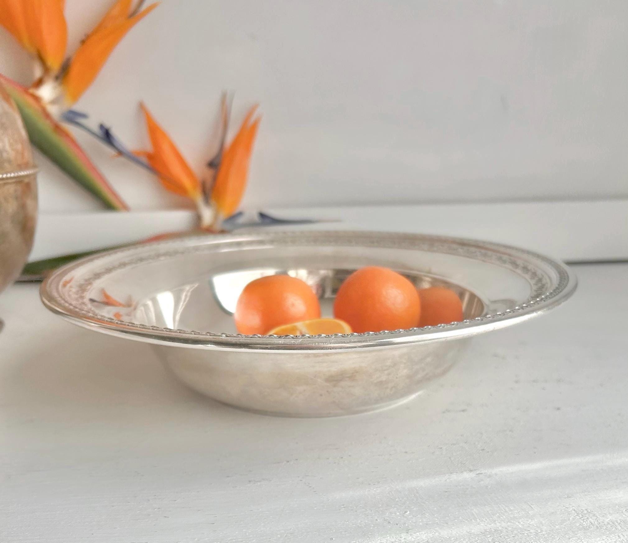Vintage Reed & Barton Silver Plate Bowl: Floral Garland Trim, 10 inch