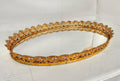 Vintage Gilt Oval Mirror Tray: Gold Floral Bird Frame