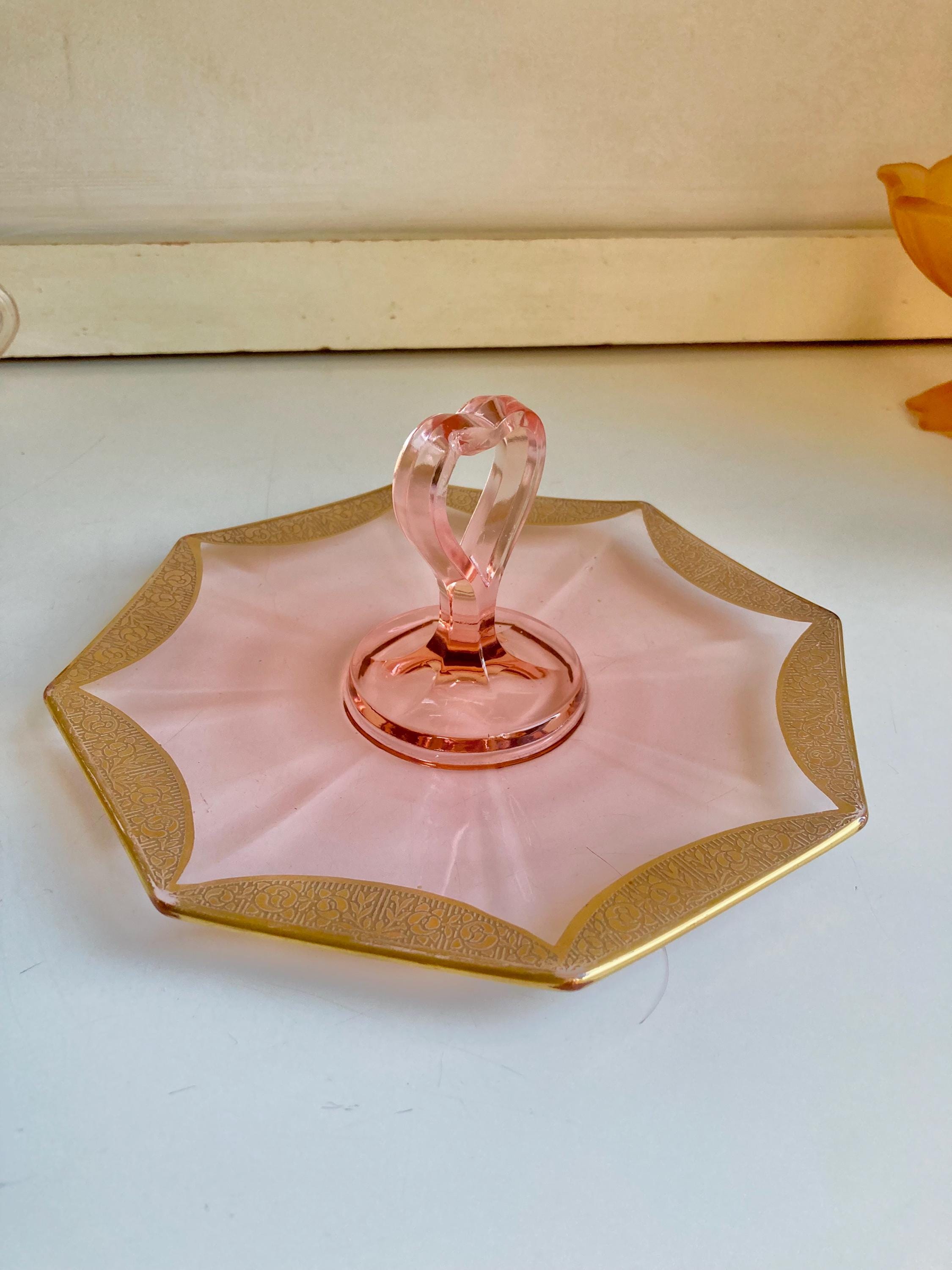 Vintage Amber Glass: Choose from Gilt Octagon Plate or Frosted Flower Compote
