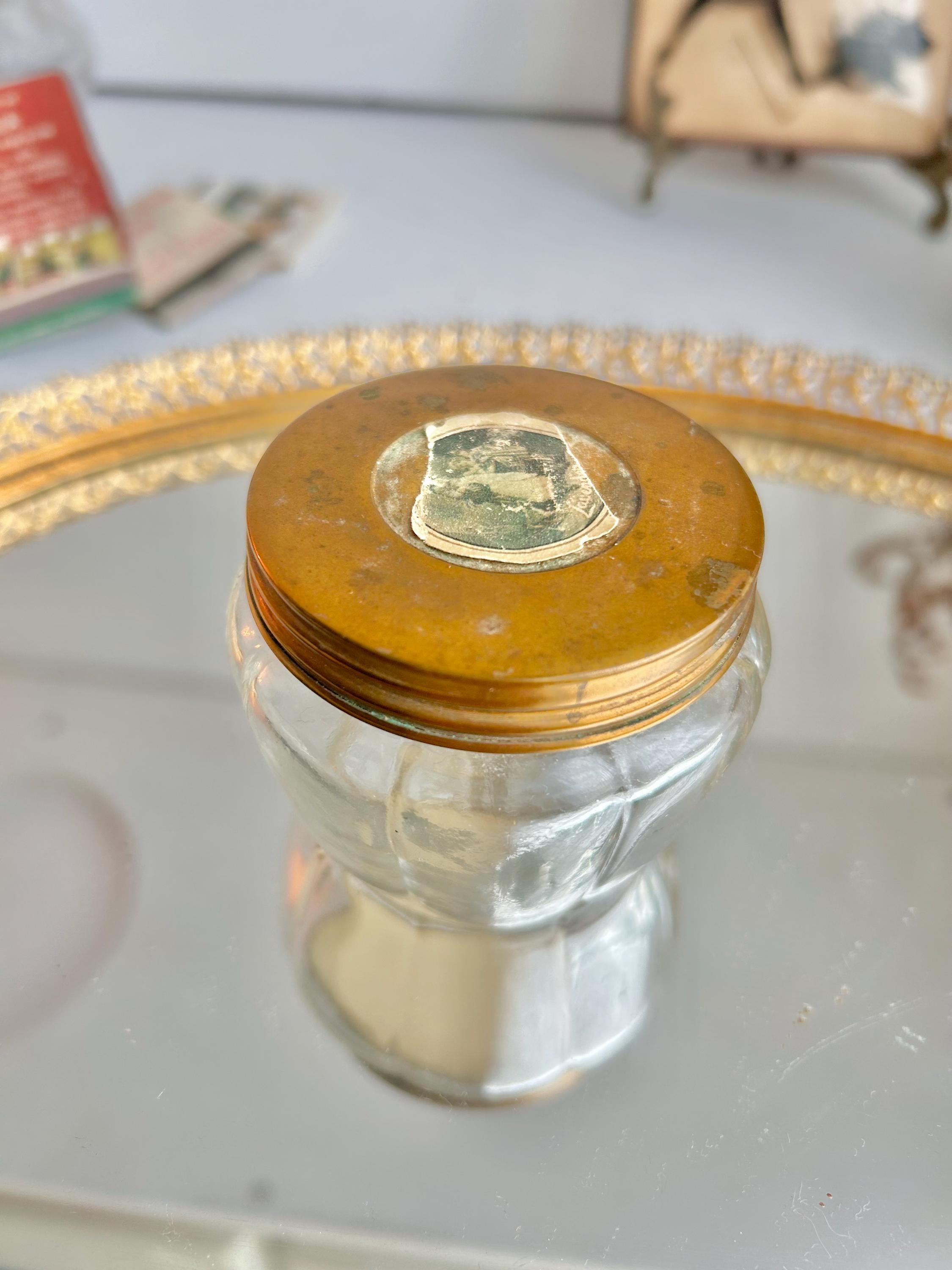 Vintage Yardley Lavender Brilliantine Jar: Clear Glass, Brass Lid