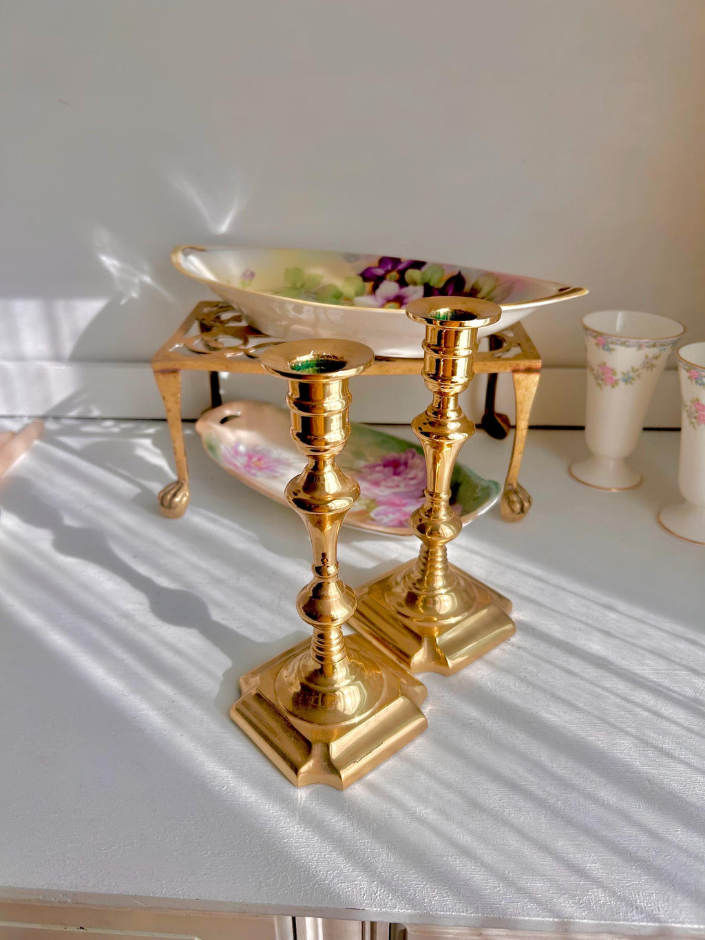 Vintage Solid Brass Candlestick Pair: Classical Taper Candle Holders