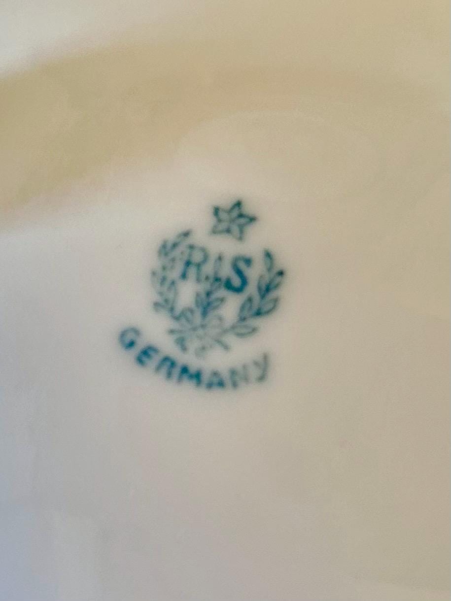 Vintage Transferware Porcelain Condiment Bowl and Serving spoon Reinhold Schlegelmilch (RS) Germany