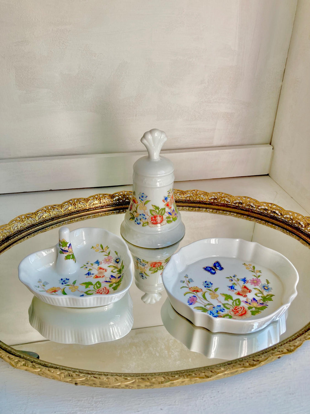 Vintage Aynsley Cottage Garden Fine Bone China, England, Floral Dishes