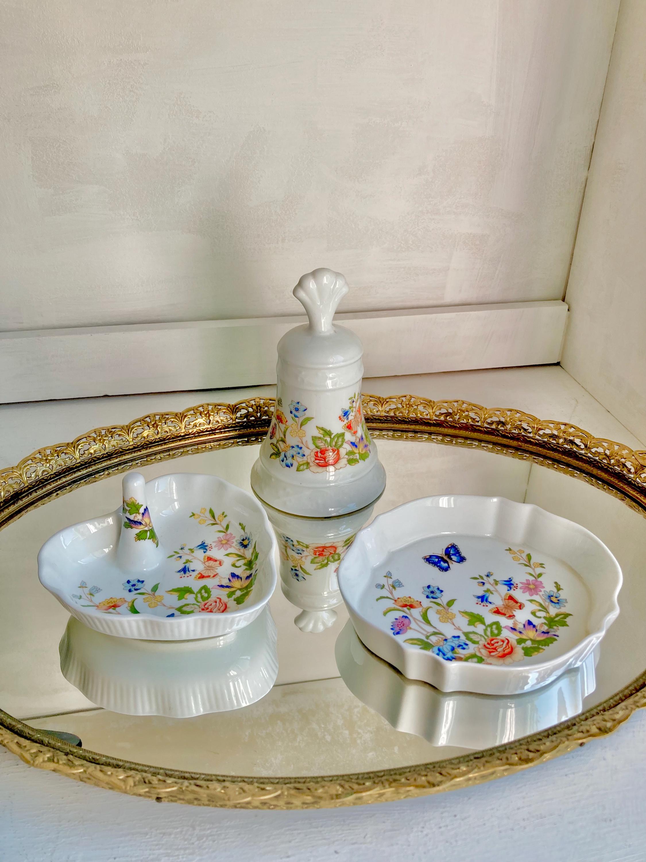 Vintage Aynsley Cottage Garden Fine Bone China, England, Floral Dishes